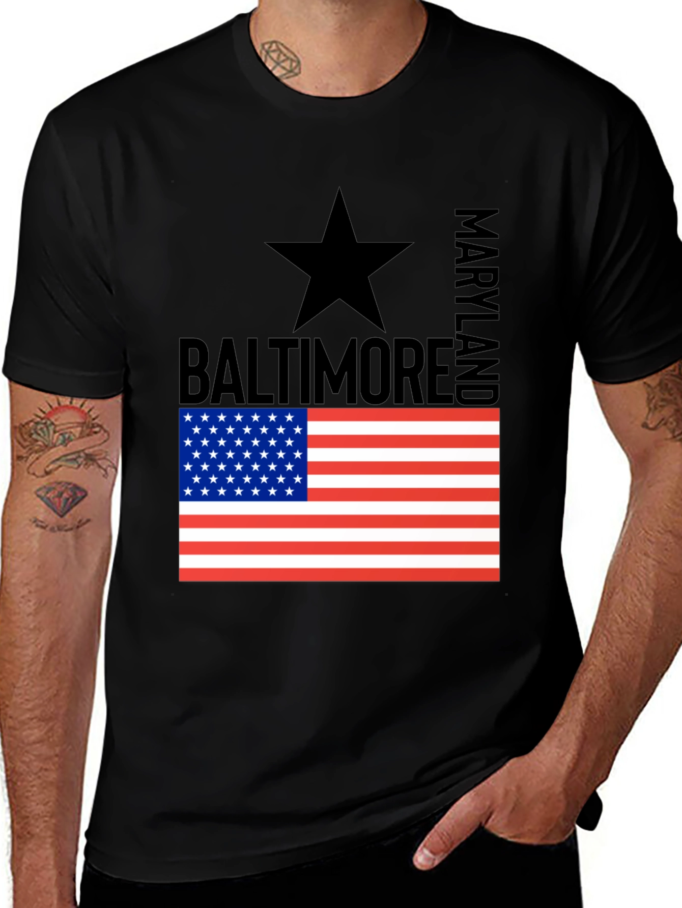 Variant 26 of Baltimore Maryland American Flag T-Shirt