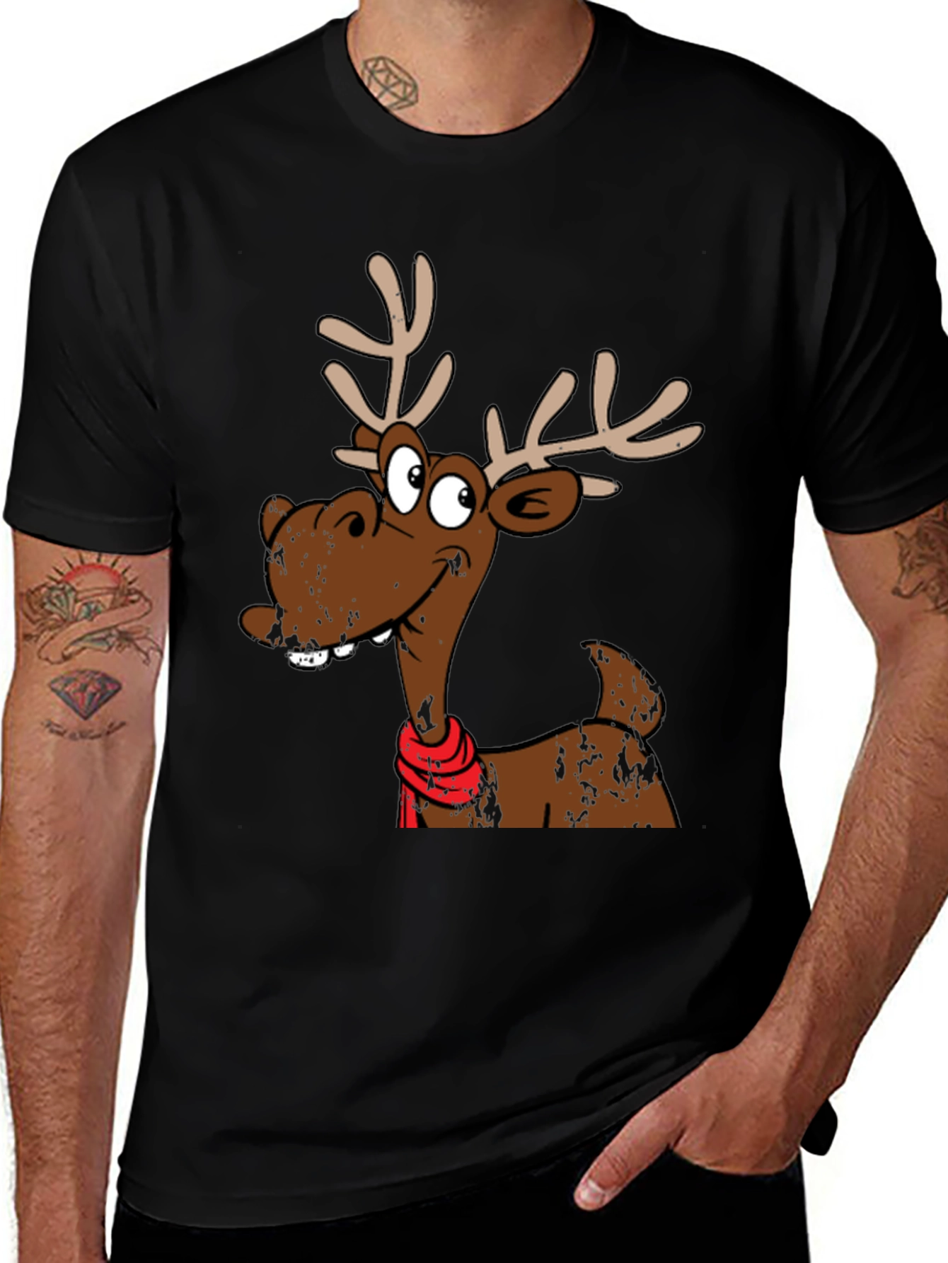 Variant 6 of Funny Reindeer Graphic T-Shirt - Holiday Style