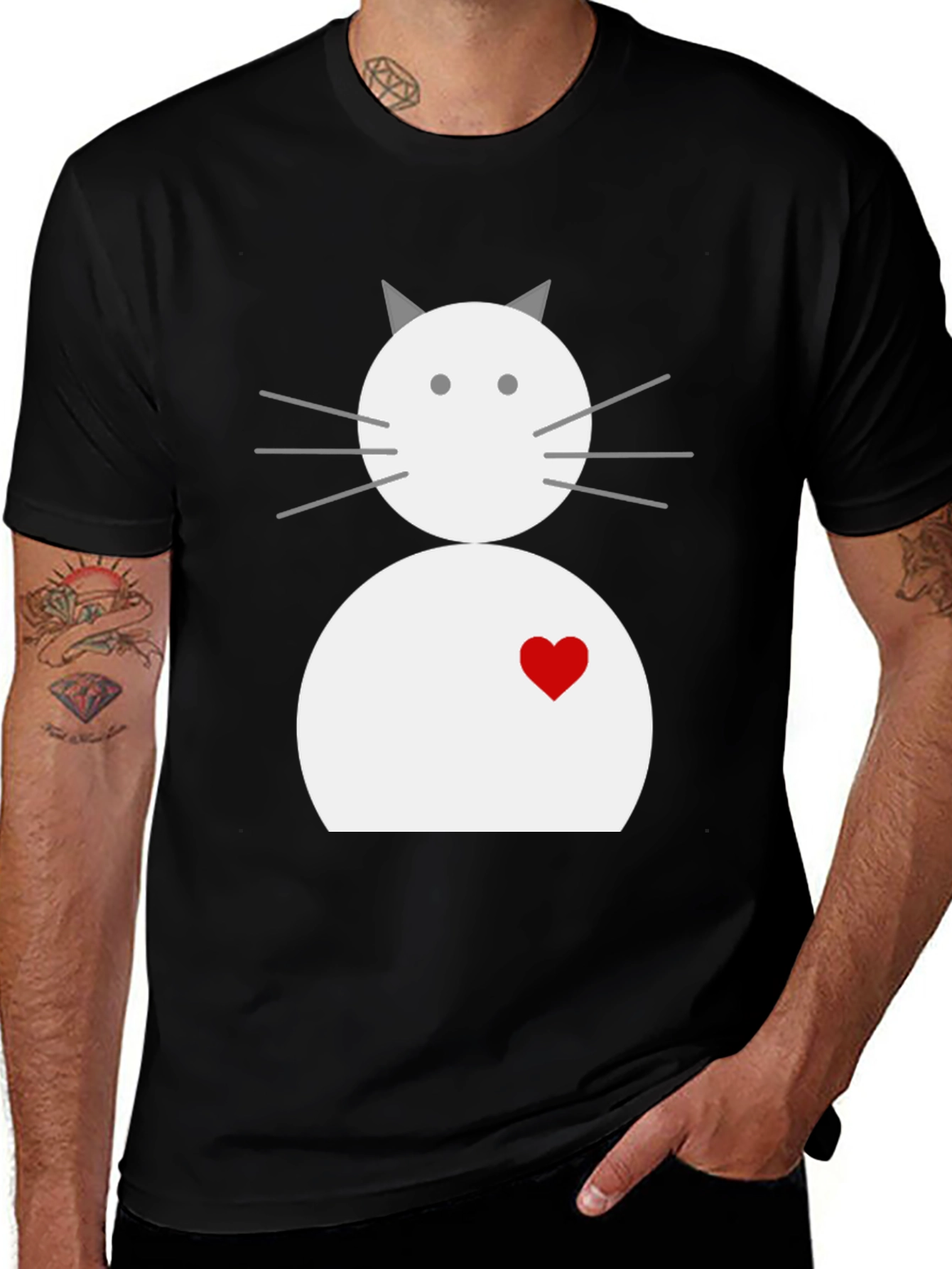 Variant 19 of Cute Cat Graphic Tee - Black Cotton Blend Shirt