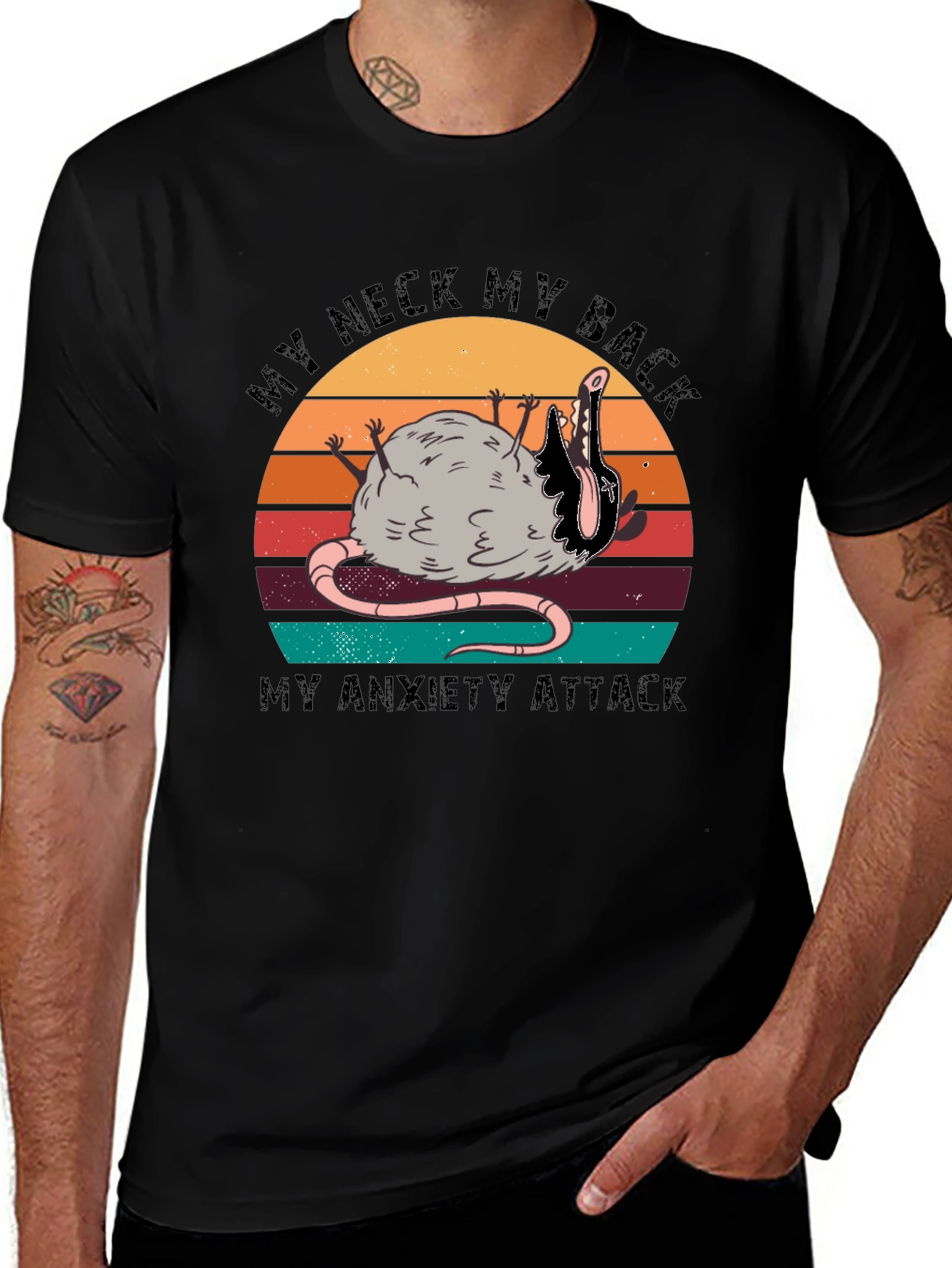Variant 22 of My Neck My Back Opossum Black T-Shirt