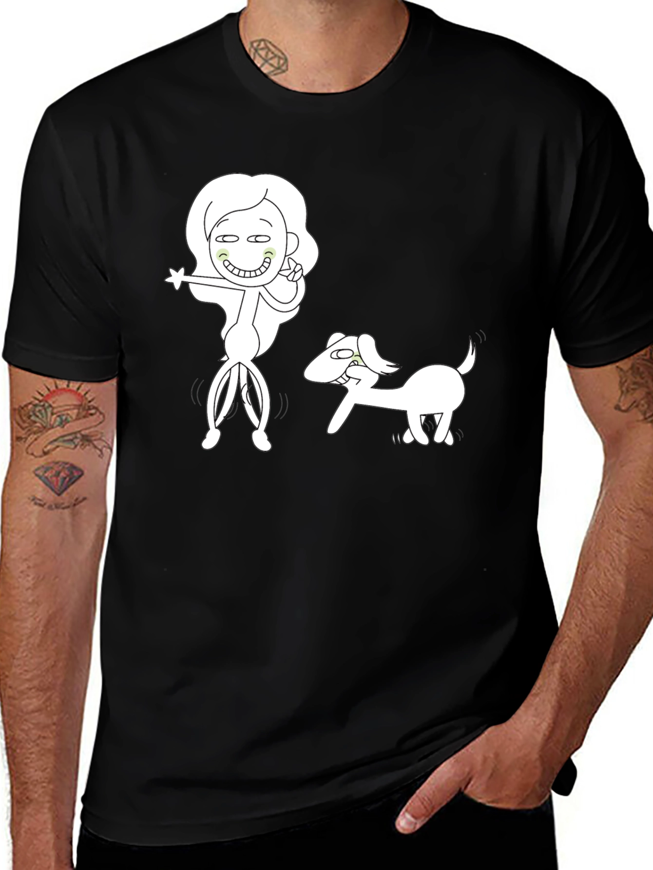 Variant 10 of Cartoon Graphic Black T-Shirt