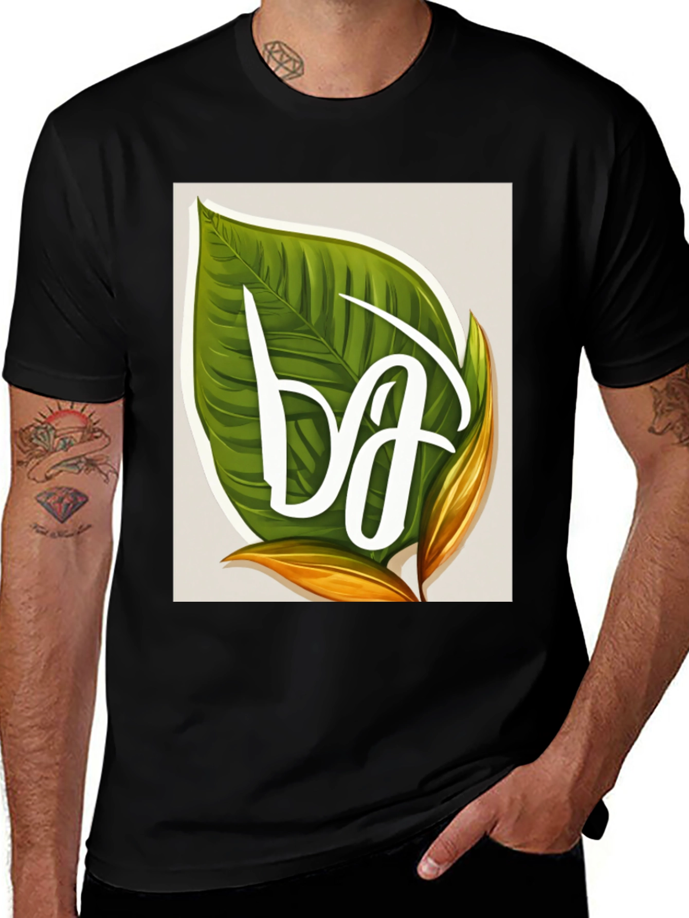 Variant 19 of Leaf Letter T-Shirt - Tropical Style