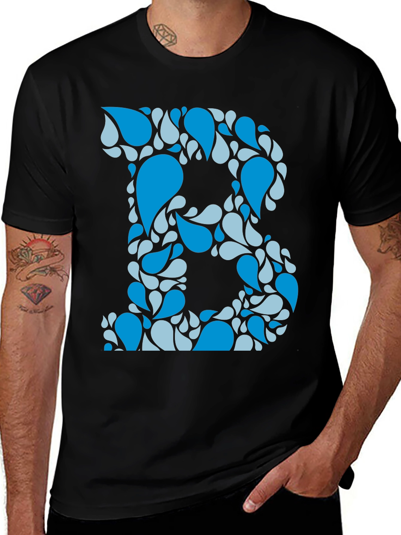 Variant 7 of Blue Water Drop Initial B Graphic T-Shirt