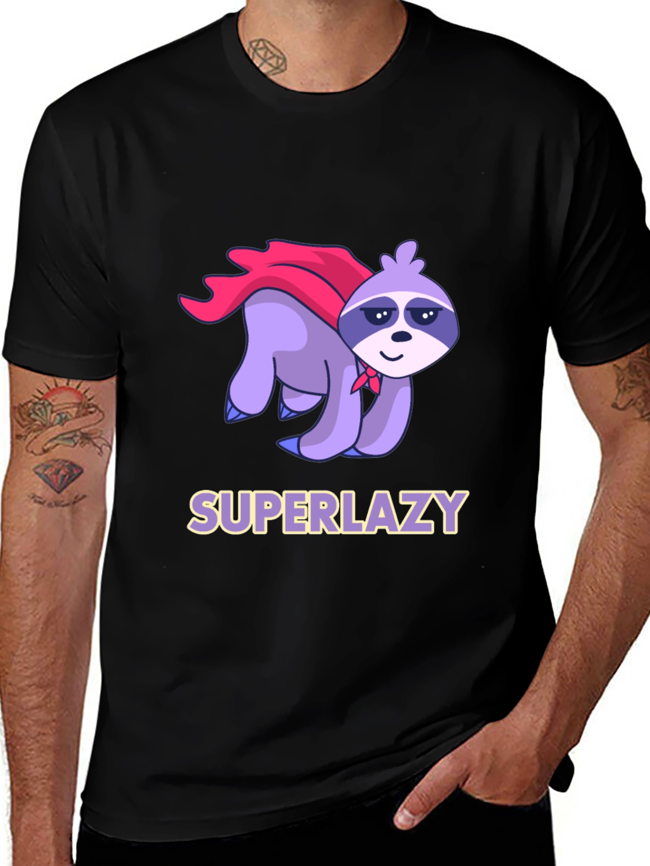 Variant 25 of Superlazy Sloth Graphic Tee - Black
