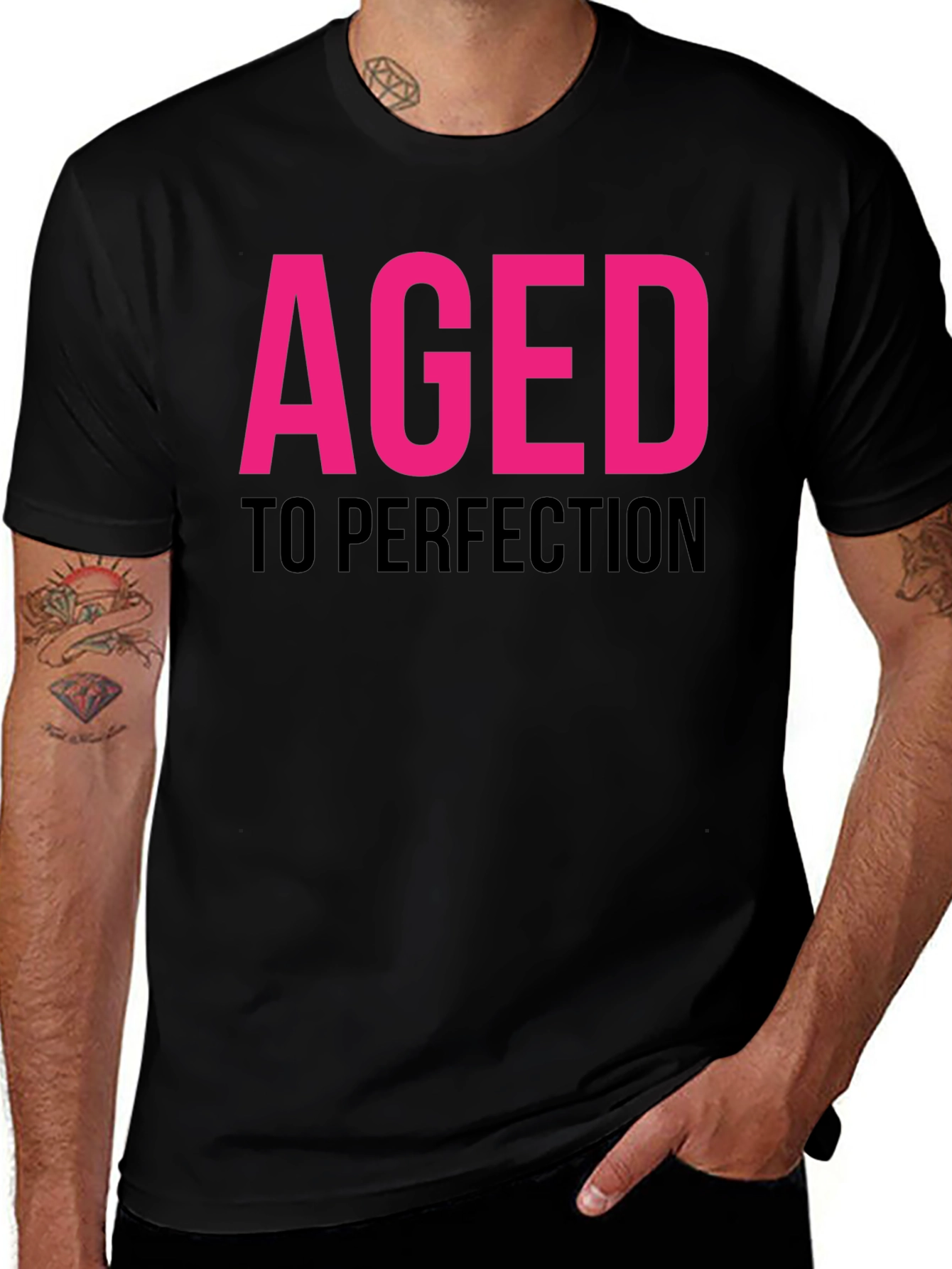 Aged To Perfection Black Graphic T-Shirt