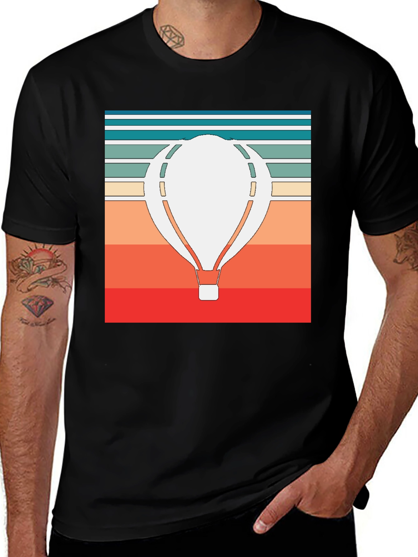 Variant 3 of Retro Hot Air Balloon Graphic Tee