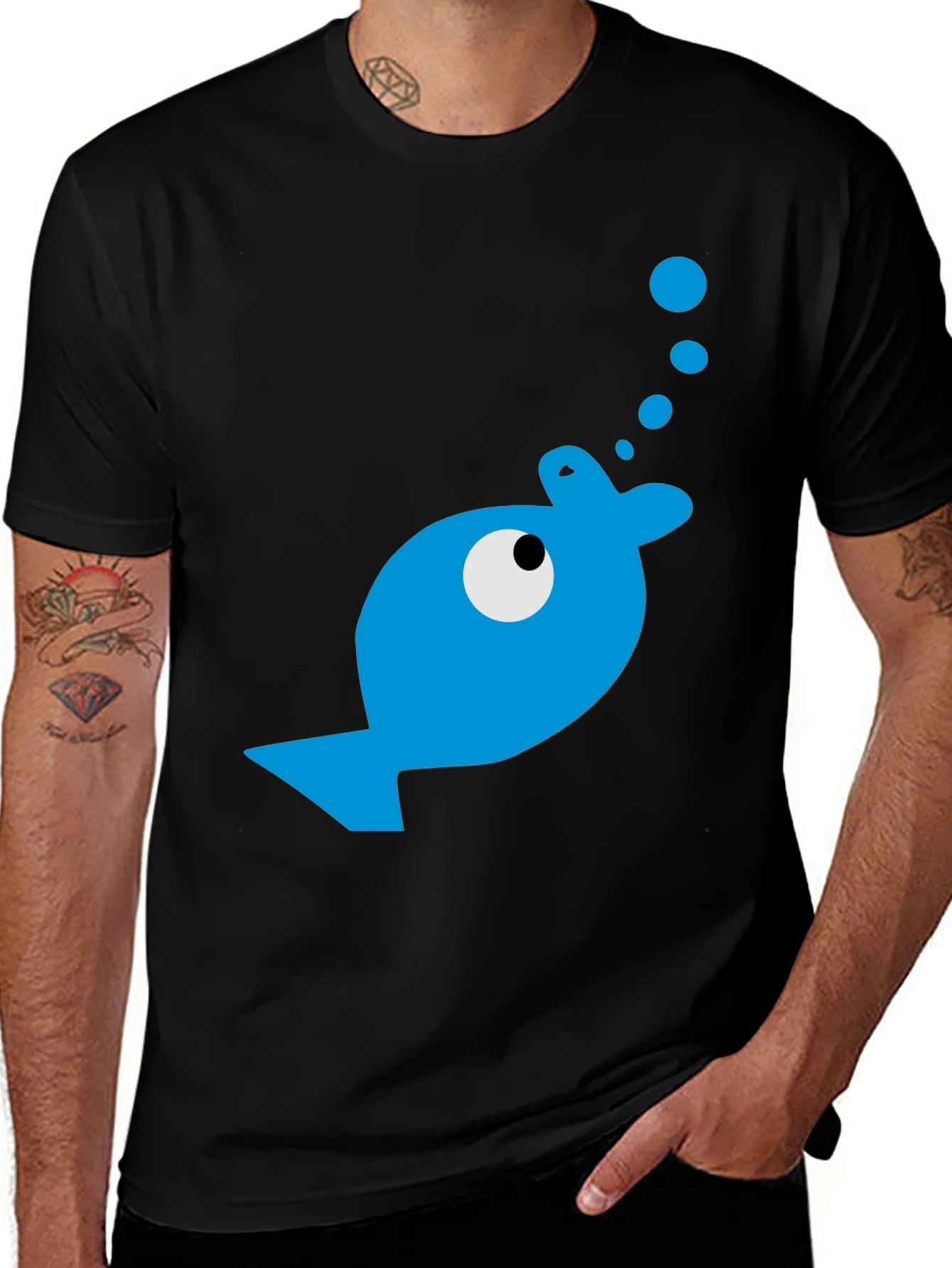 Variant 12 of Blue Fish Graphic T-Shirt - Casual Comfort