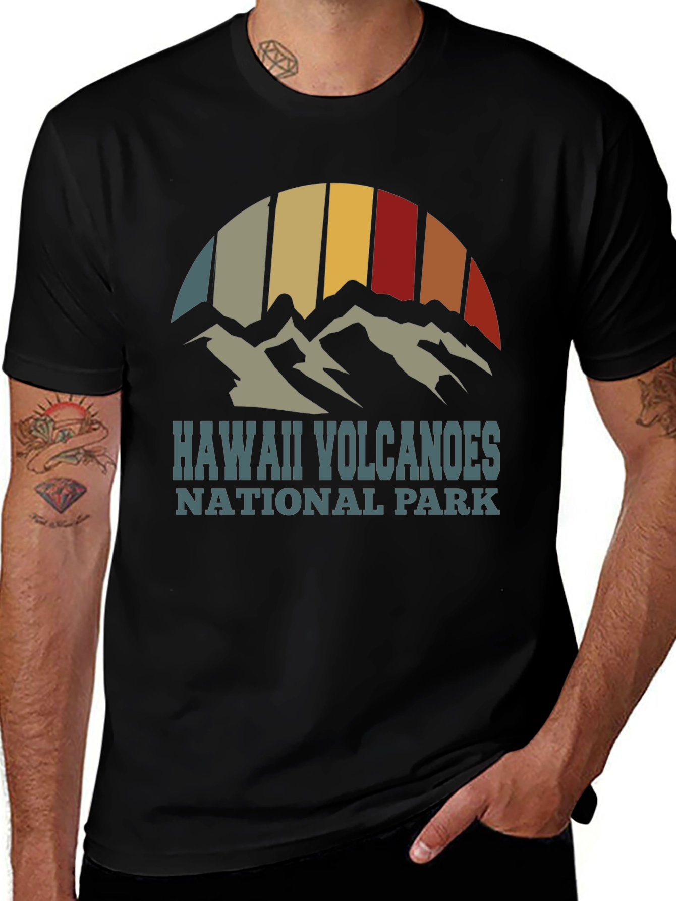 Hawaii Volcanoes National Park Retro Graphic T-Shirt