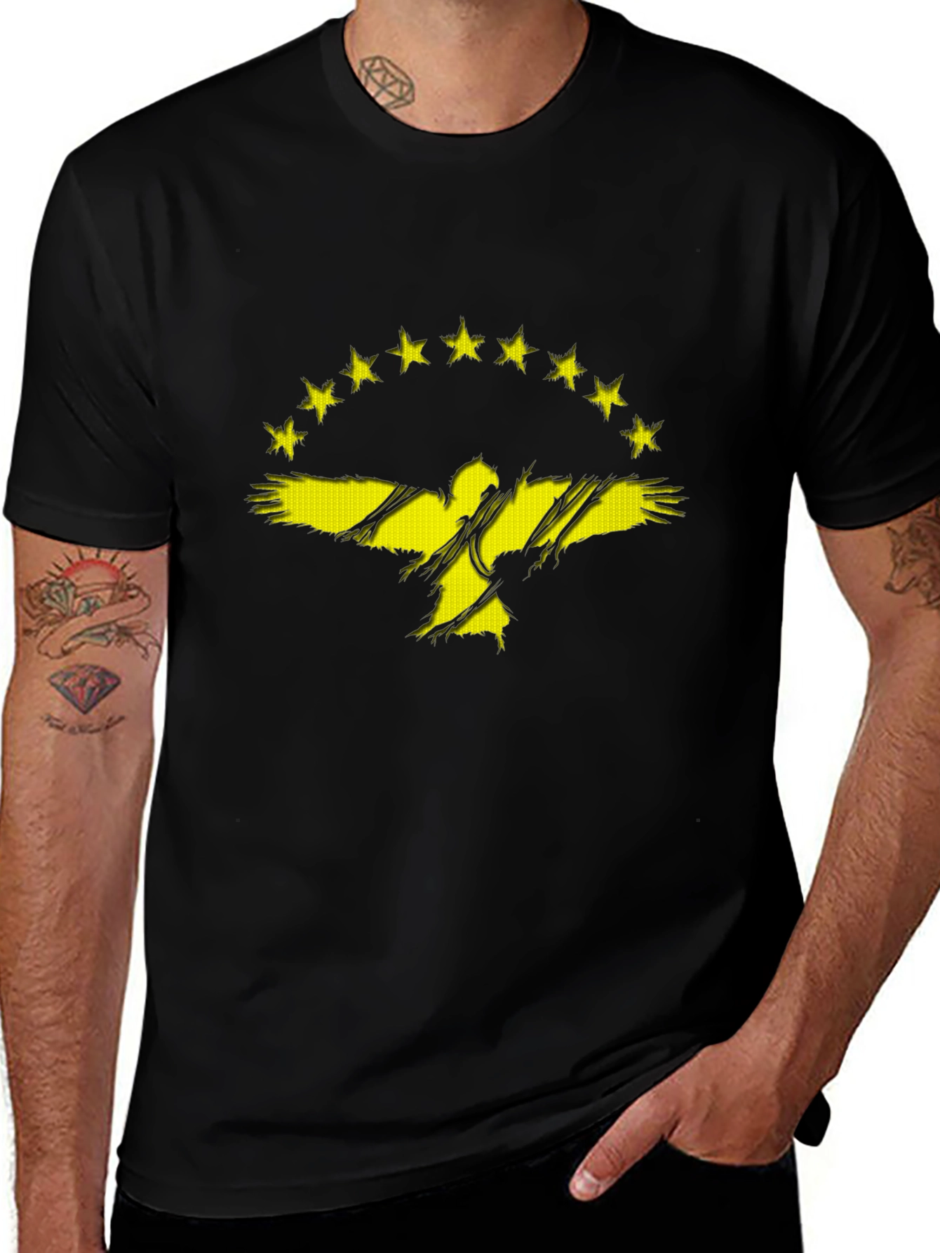 Distressed Eagle & Stars Graphic T-Shirt