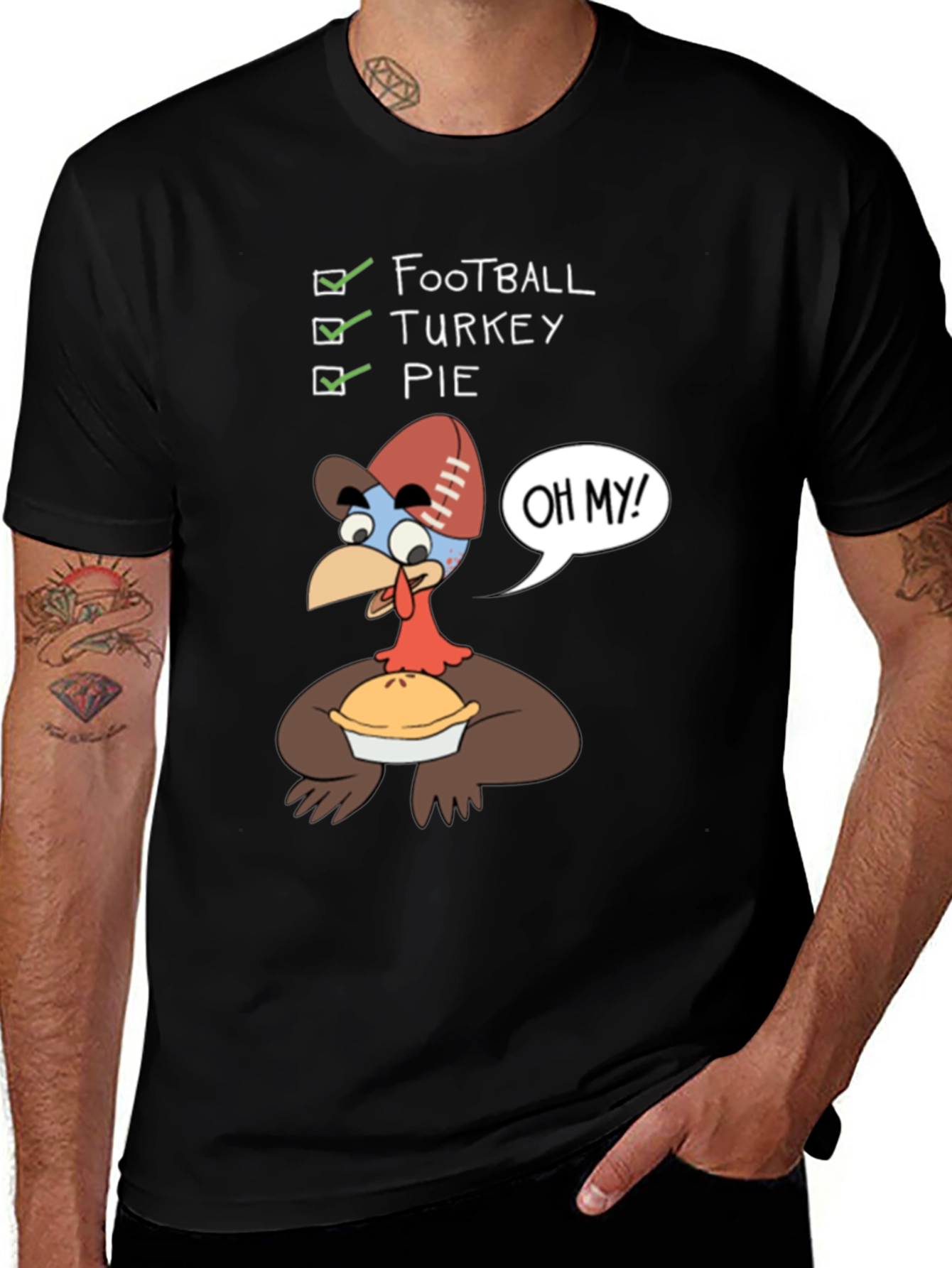 Variant 26 of Funny Football Turkey Pie Checklist T-Shirt
