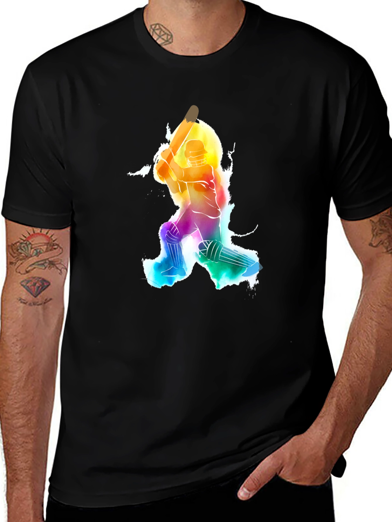 Variant 28 of Colorful Cricket Player Graphic T-Shirt