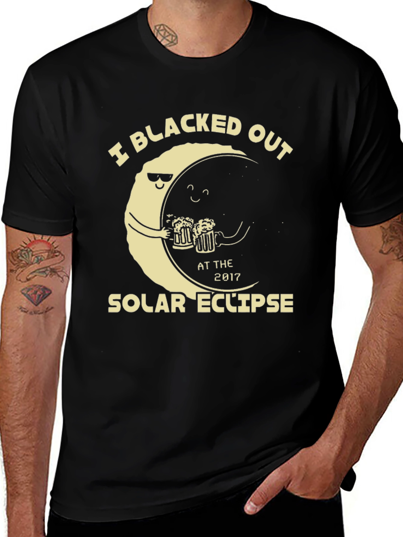 Variant 25 of Blacked Out Solar Eclipse T-Shirt Funny Drinking Tee