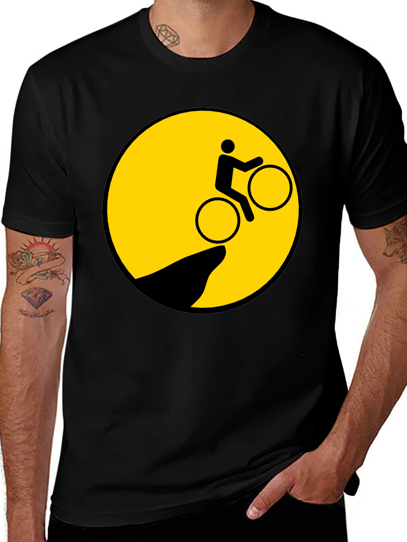 Variant 23 of Biker Cliff Danger Graphic Tee - Black