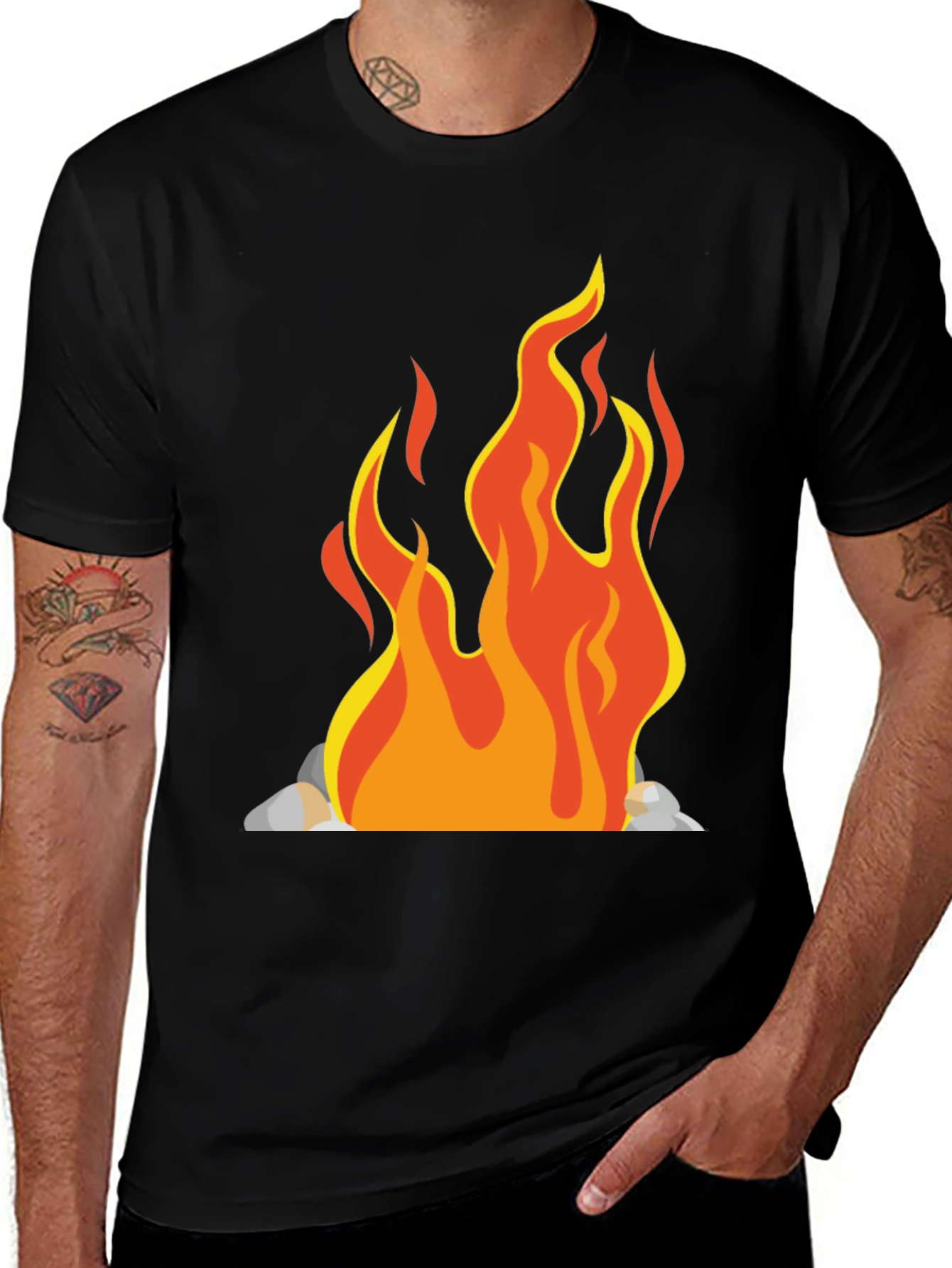 Variant 12 of Flaming Graphic Tee - Bold Black T-Shirt