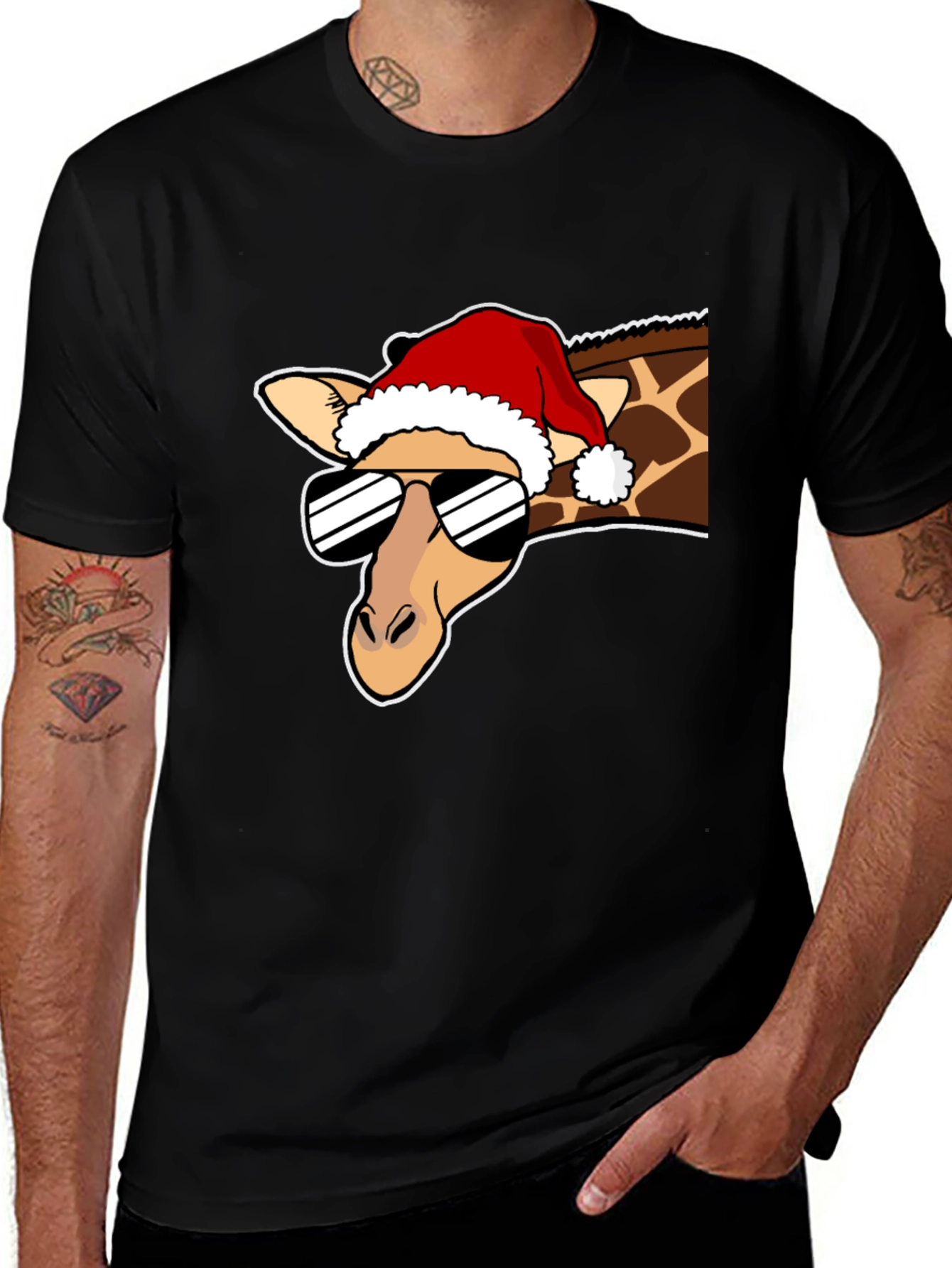 Variant 24 of Festive Giraffe Tee - Santa Hat & Shades!