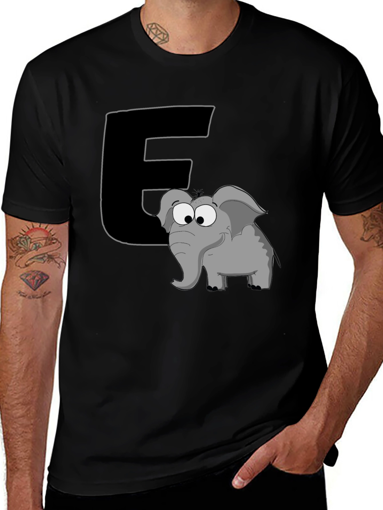 Black Elephant 'E' T-Shirt main image