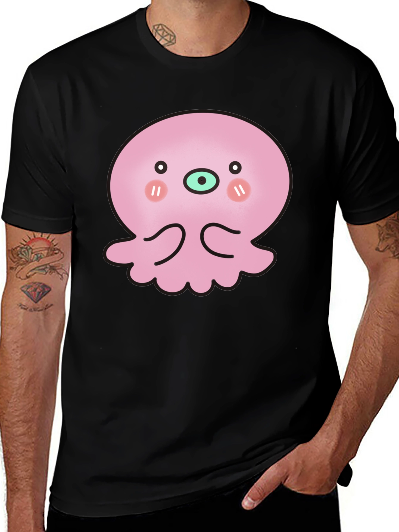 Variant 10 of Cute Pink Octopus Graphic Tee - Soft Cotton Comfort