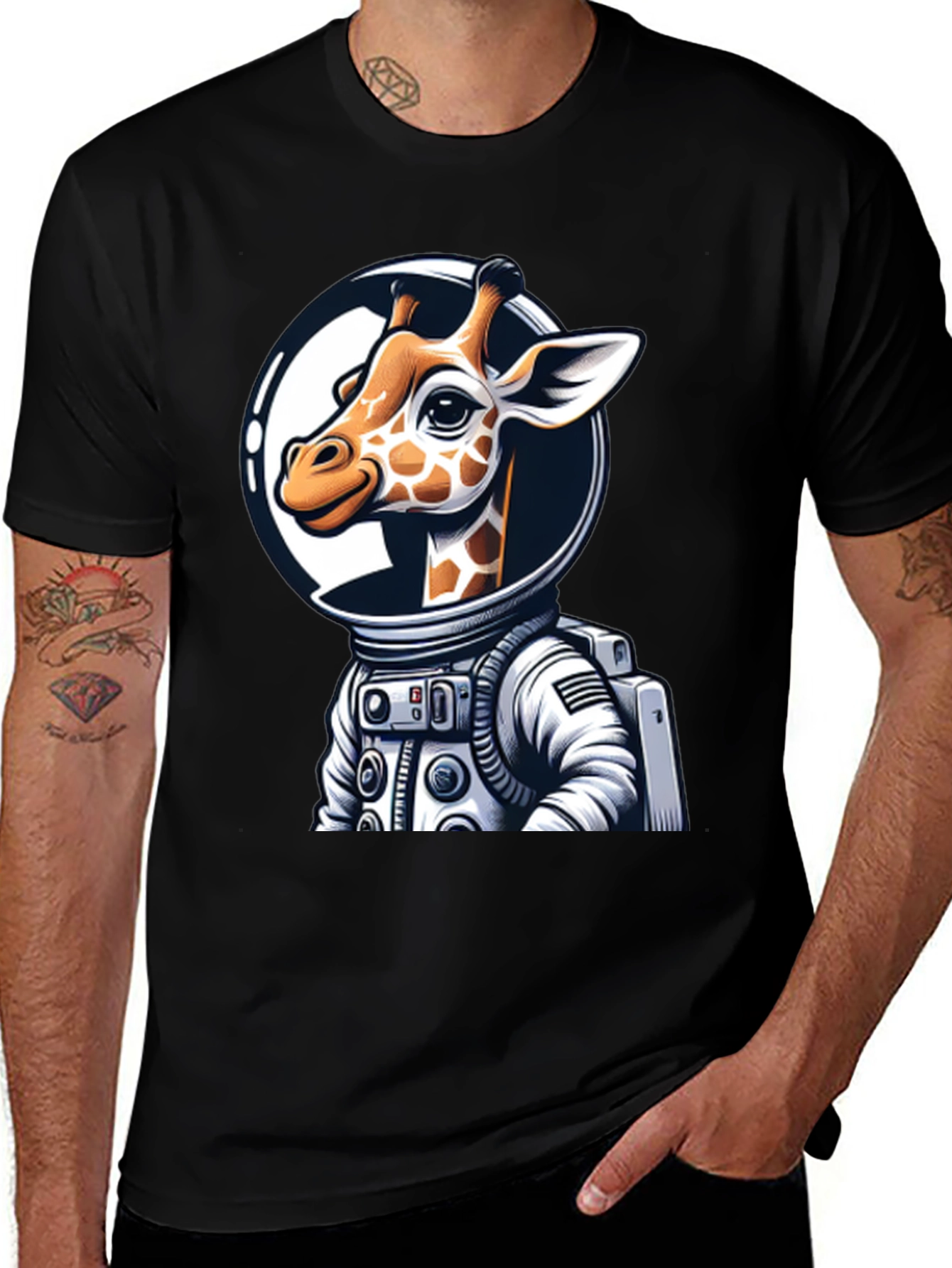 Variant 9 of Giraffe Astronaut Graphic Tee - Space Explorer T-Shirt