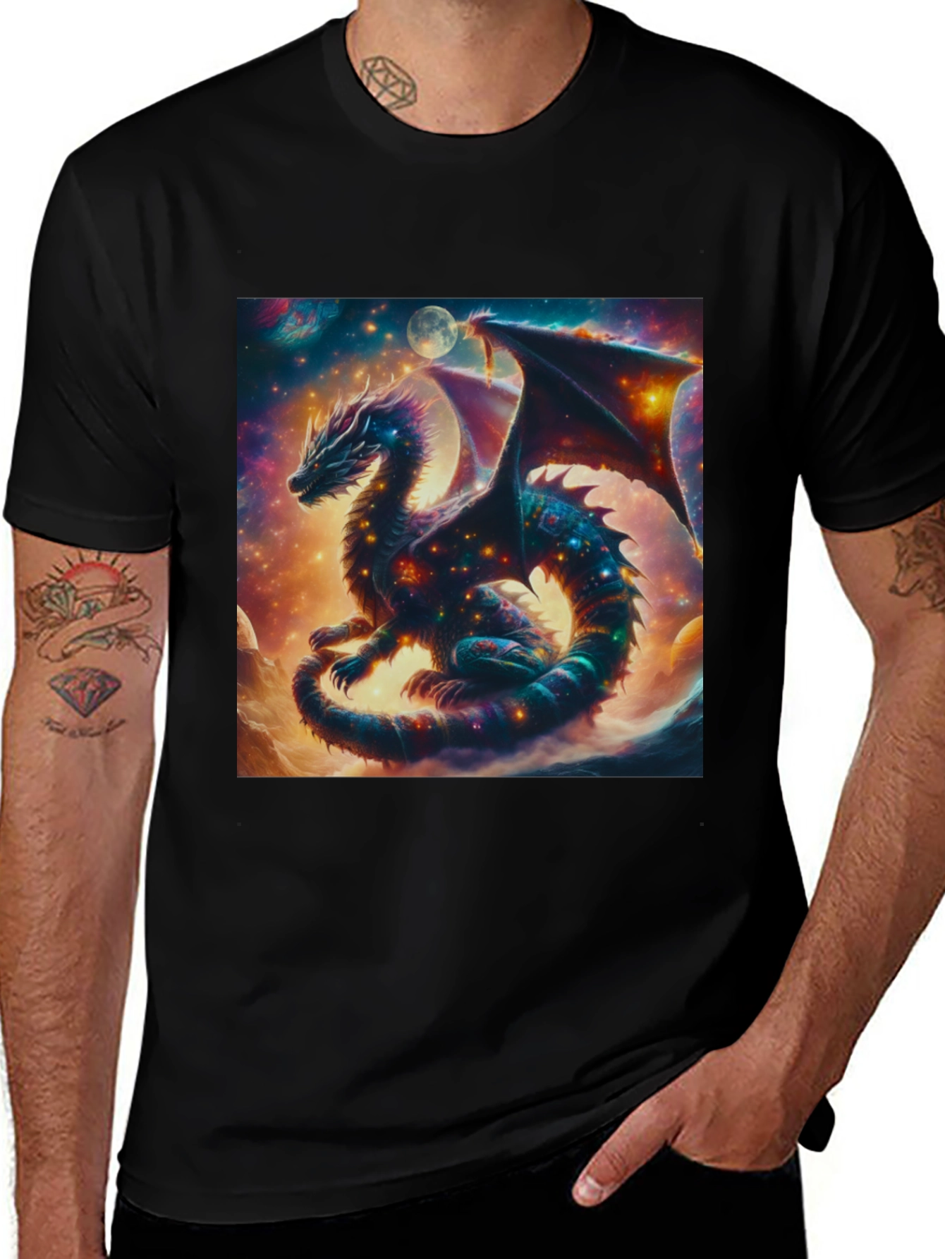 Variant 5 of Cosmic Dragon T-Shirt - Celestial Fantasy Tee