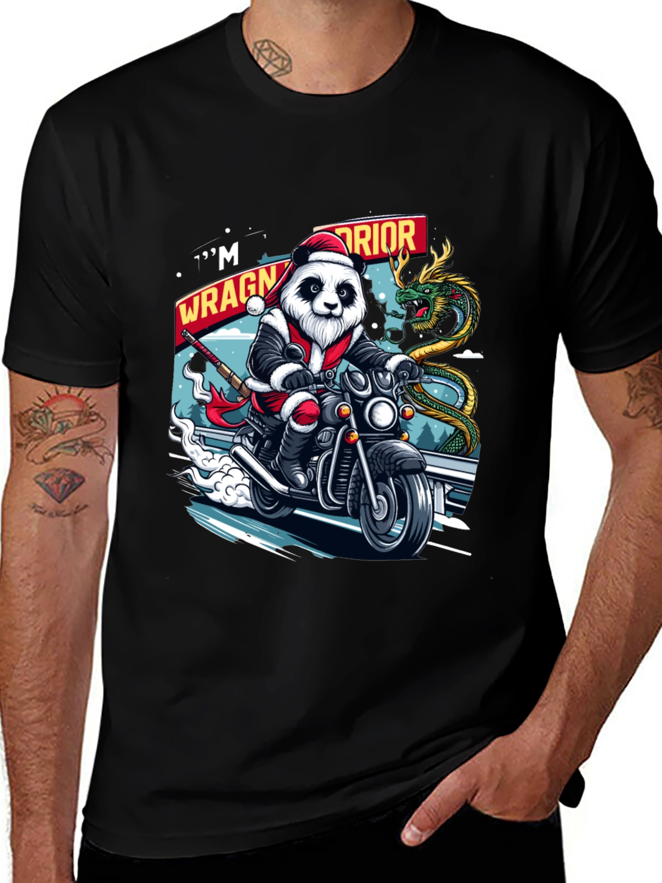 Variant 9 of Santa Panda Motorcycle Warrior T-Shirt