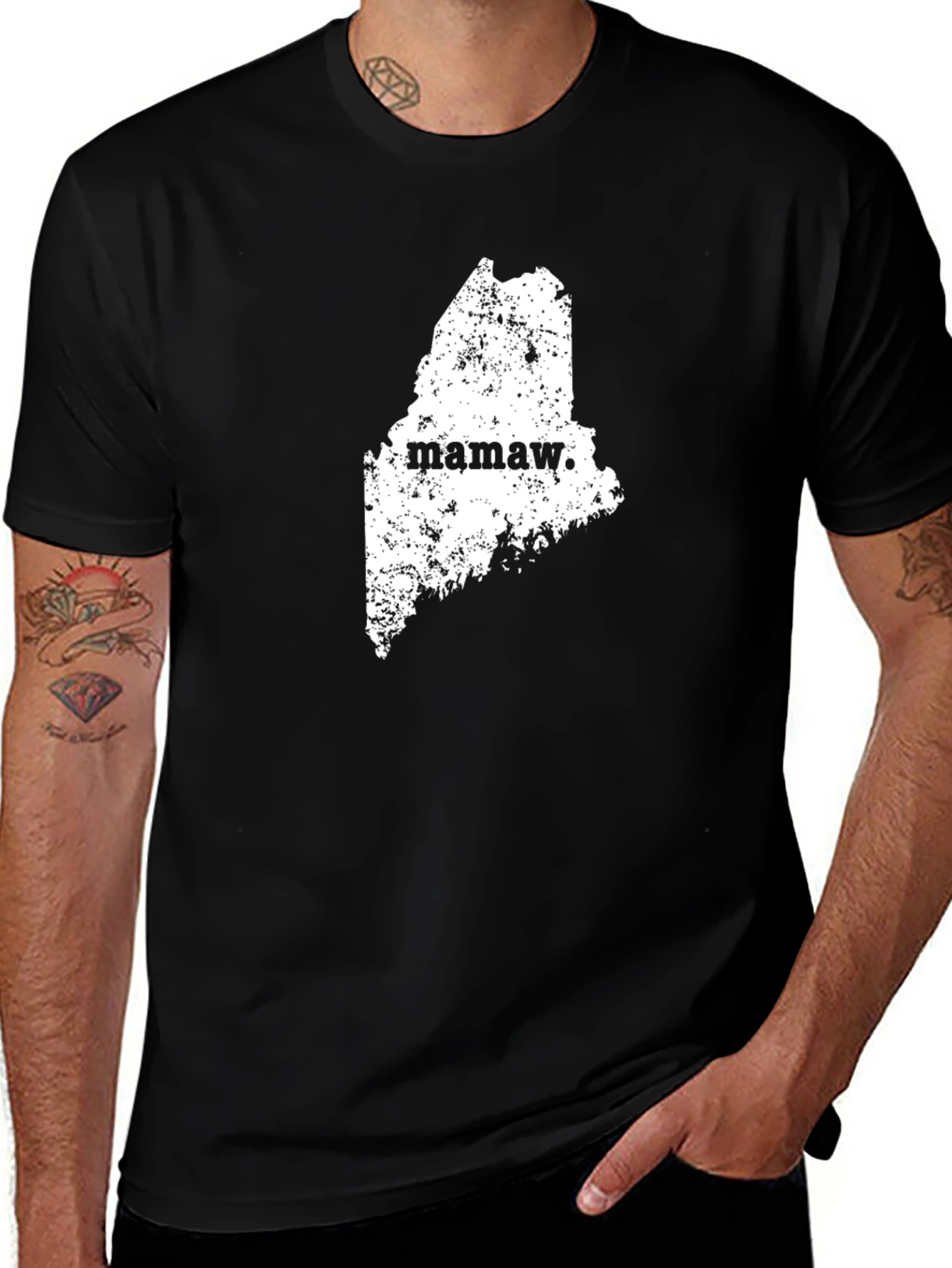 Mamaw Maine State Black Graphic Tee