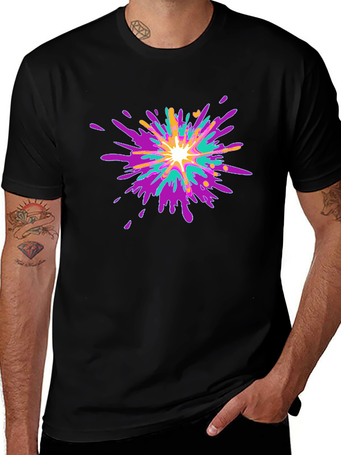 Variant 16 of Vibrant Splatter Graphic T-Shirt - Black