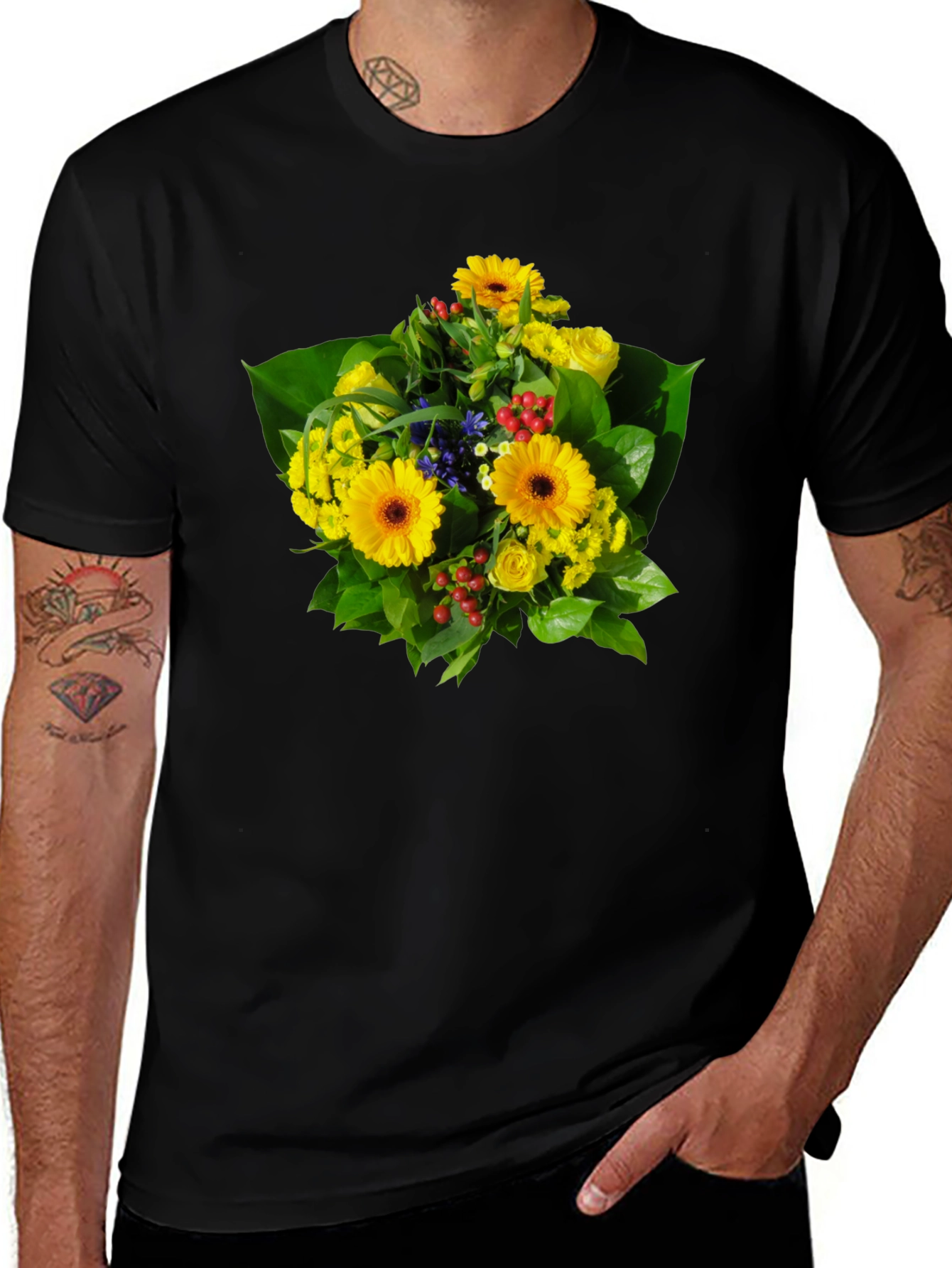 Variant 26 of Floral Bouquet Graphic Tee - Vibrant & Stylish