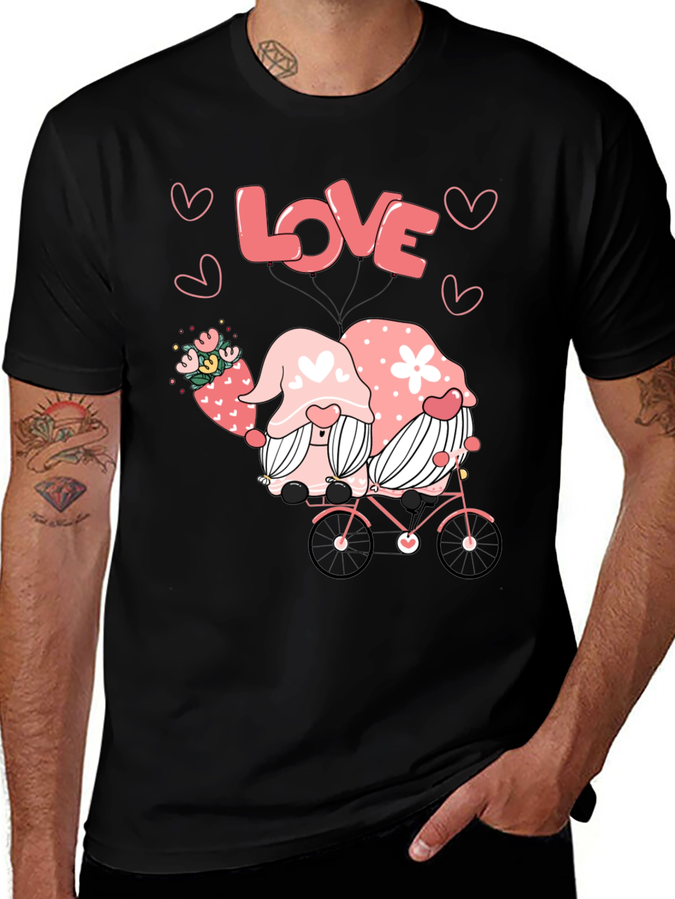 Variant 3 of Love Gnomes on Bike Graphic Tee