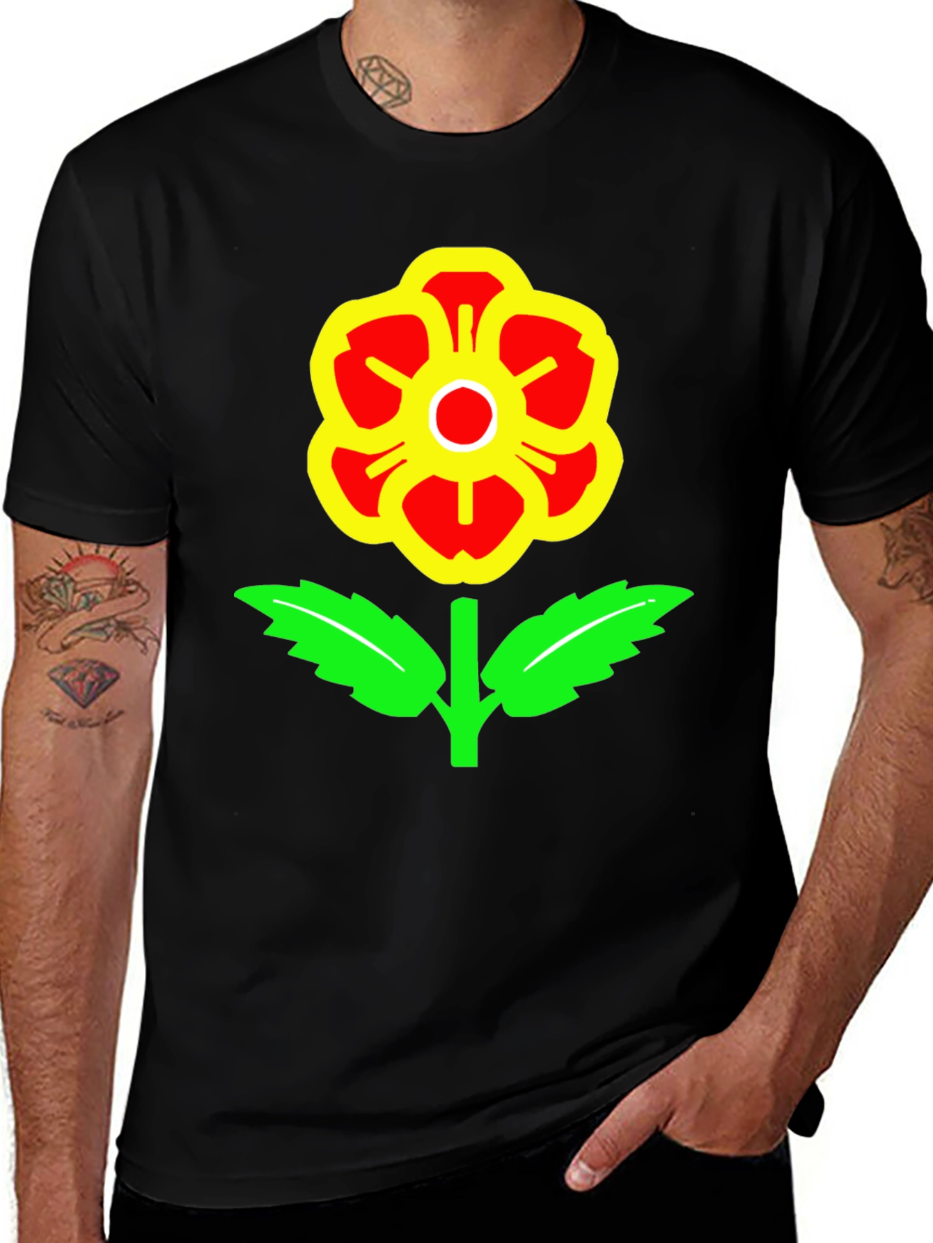 Floral Graphic Tee - Black Cotton Blend