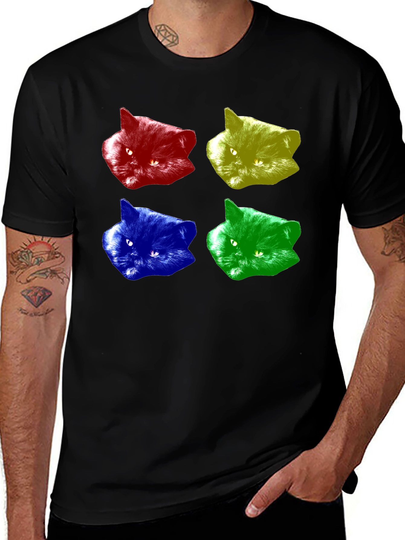 Variant 29 of Colorful Cat Pop Art Graphic T-Shirt