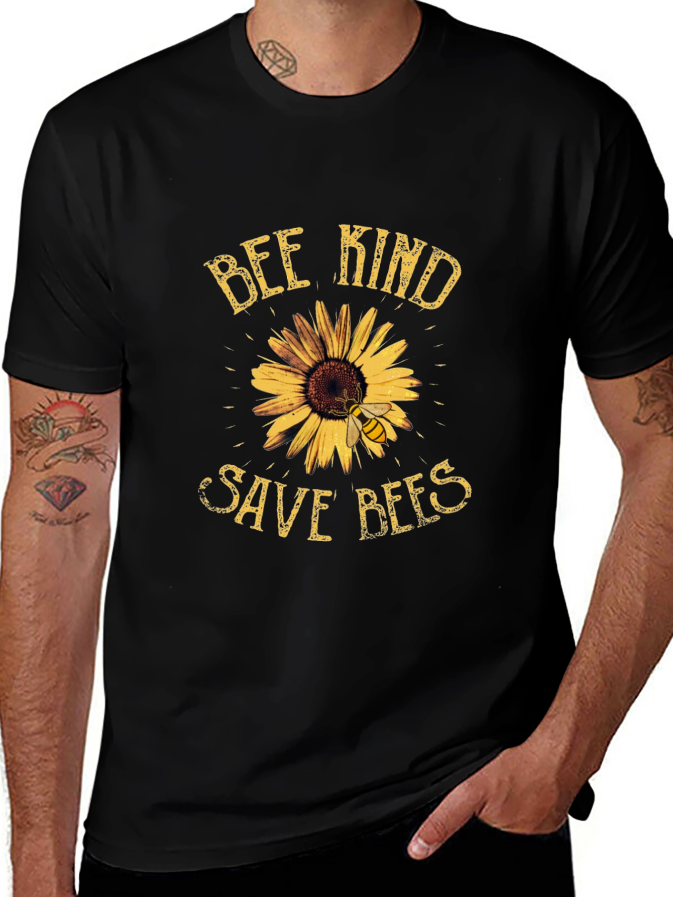 Variant 17 of Bee Kind Save Bees T-Shirt Sunflower Graphic