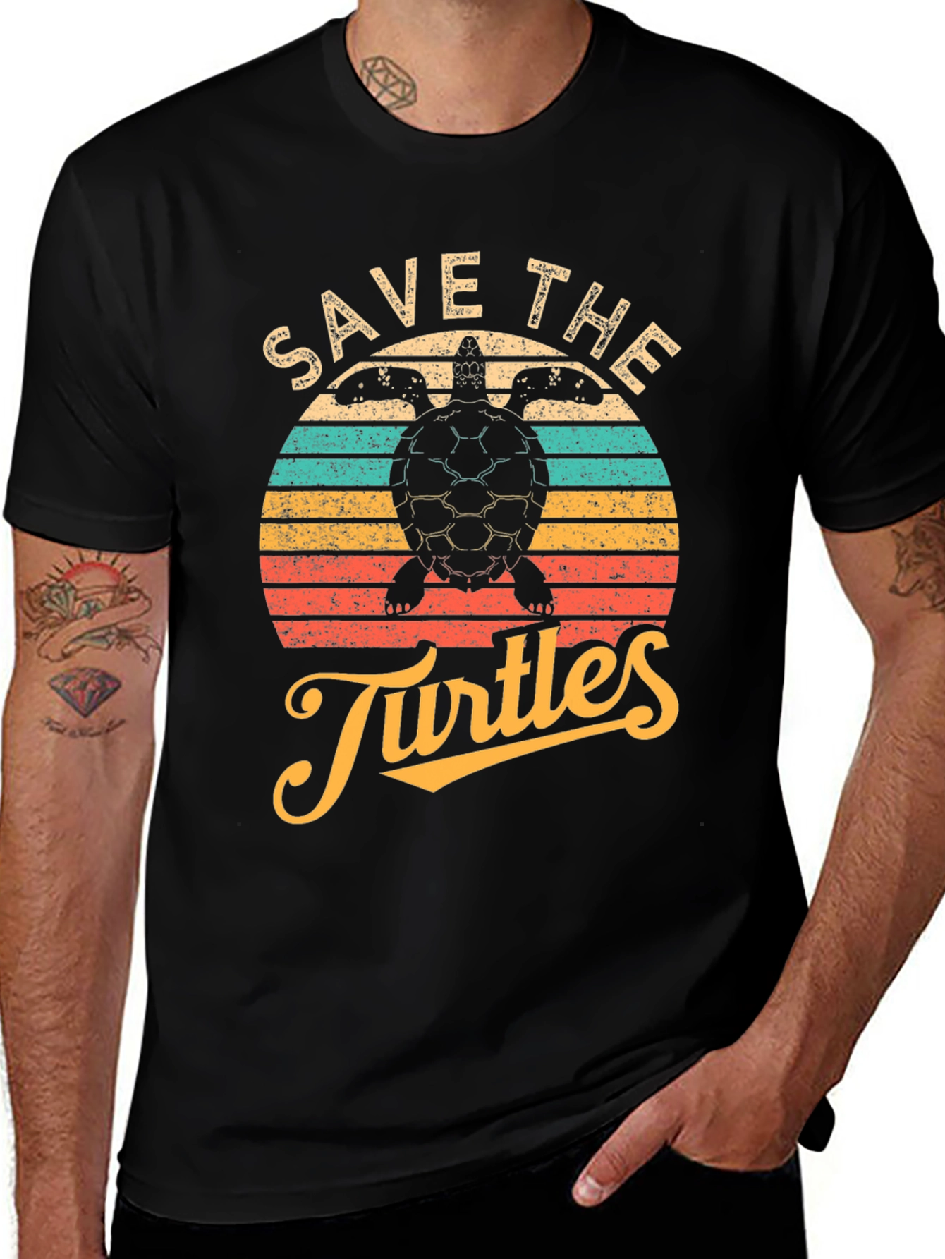 Variant 9 of Save the Turtles Black Graphic T-Shirt