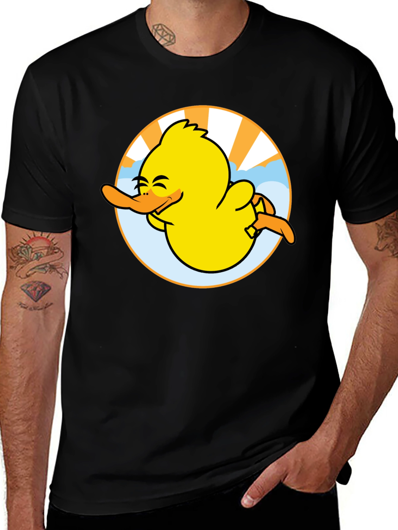 Variant 2 of Happy Duck Graphic Tee - Fun Black T-Shirt