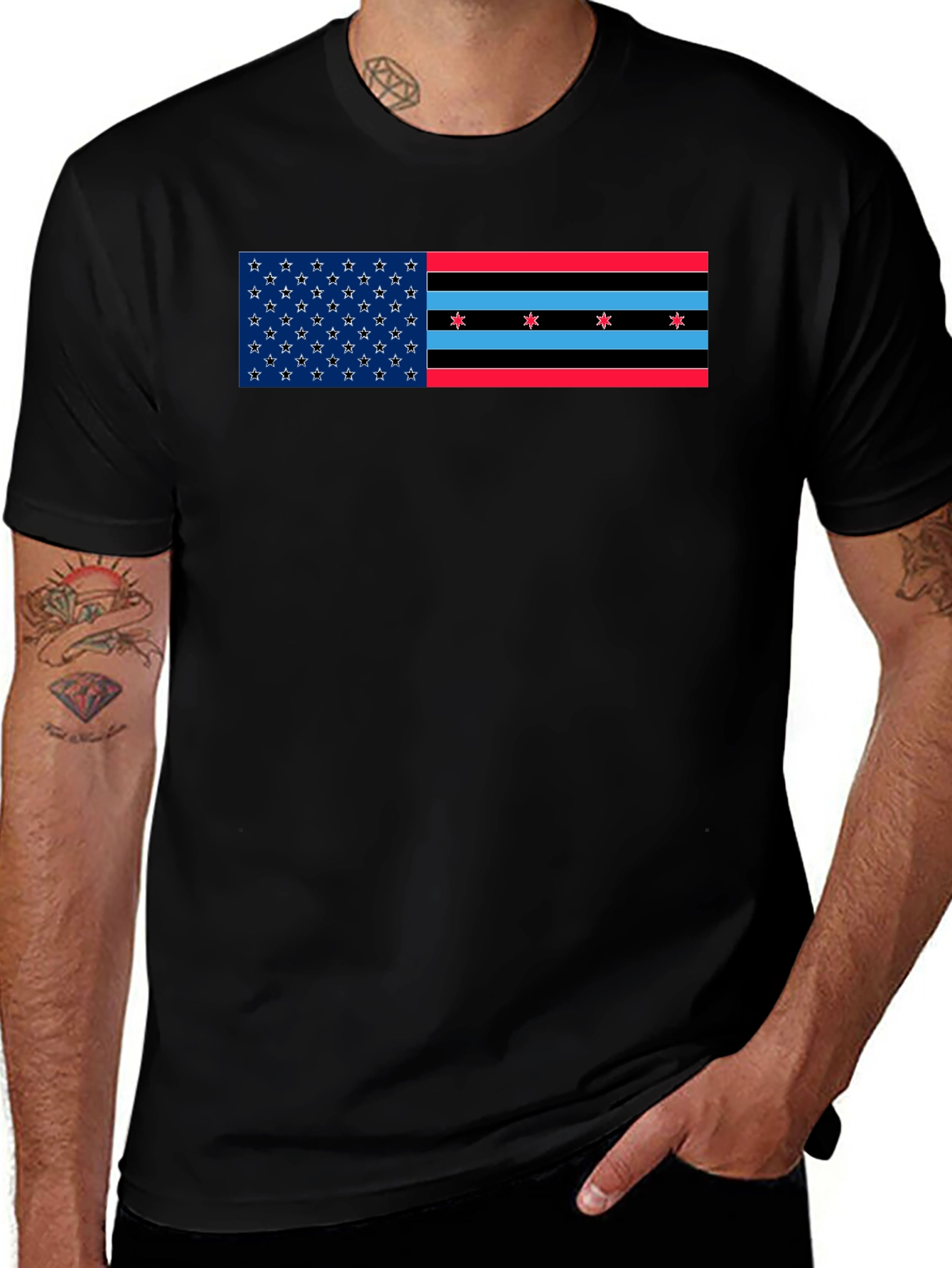 Chicago Flag USA Blend Graphic T-Shirt