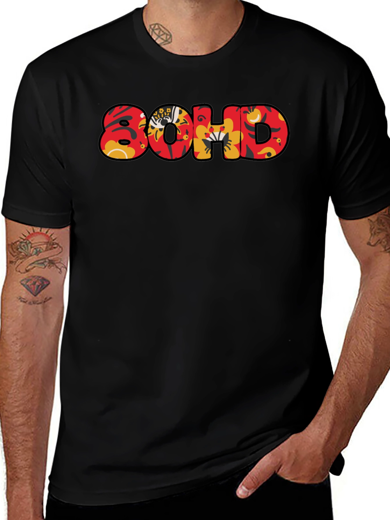 Variant 25 of Bold Graphic Print Black T-Shirt