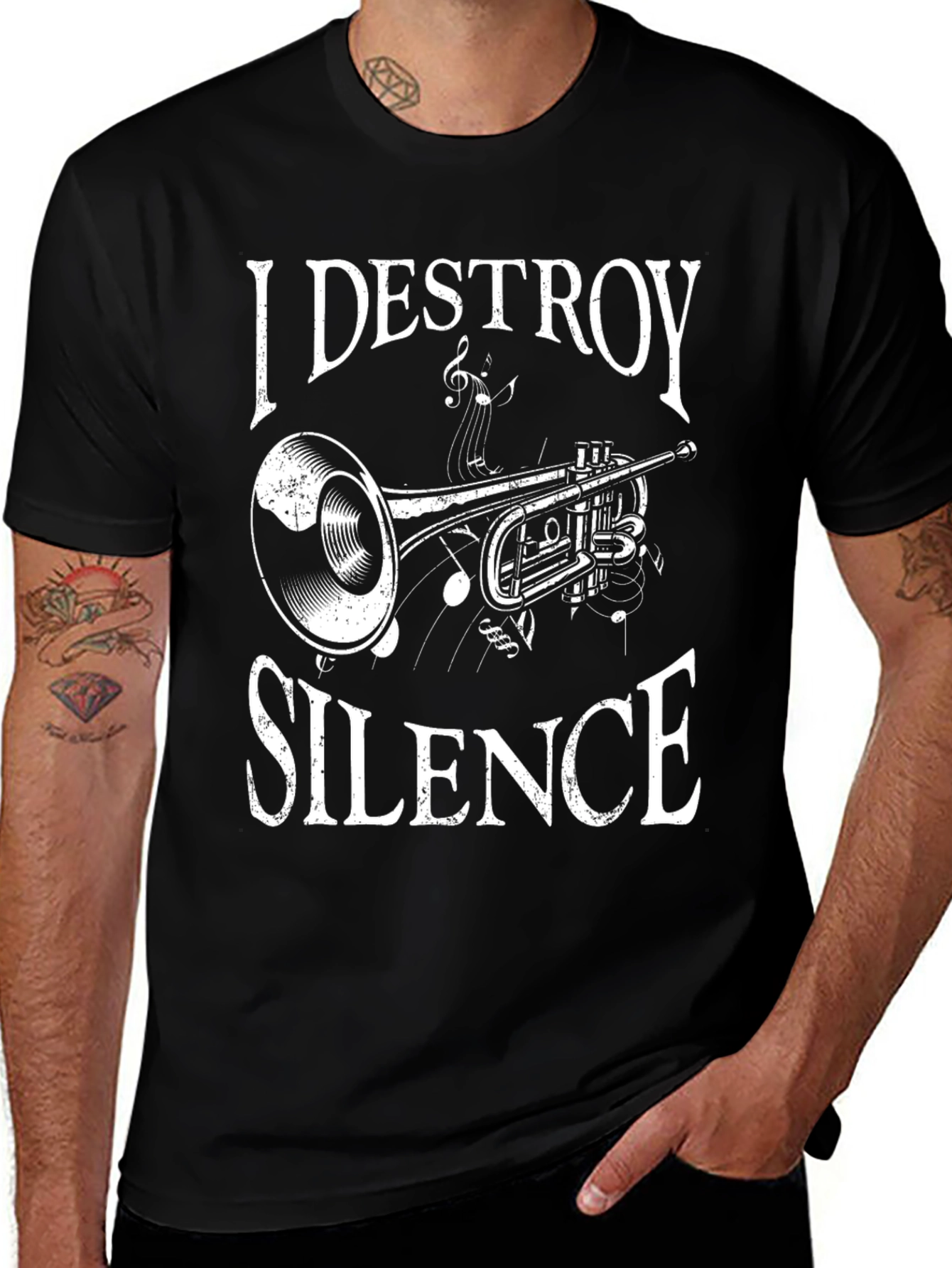 Variant 3 of I DESTROY SILENCE Trumpet Graphic T-Shirt