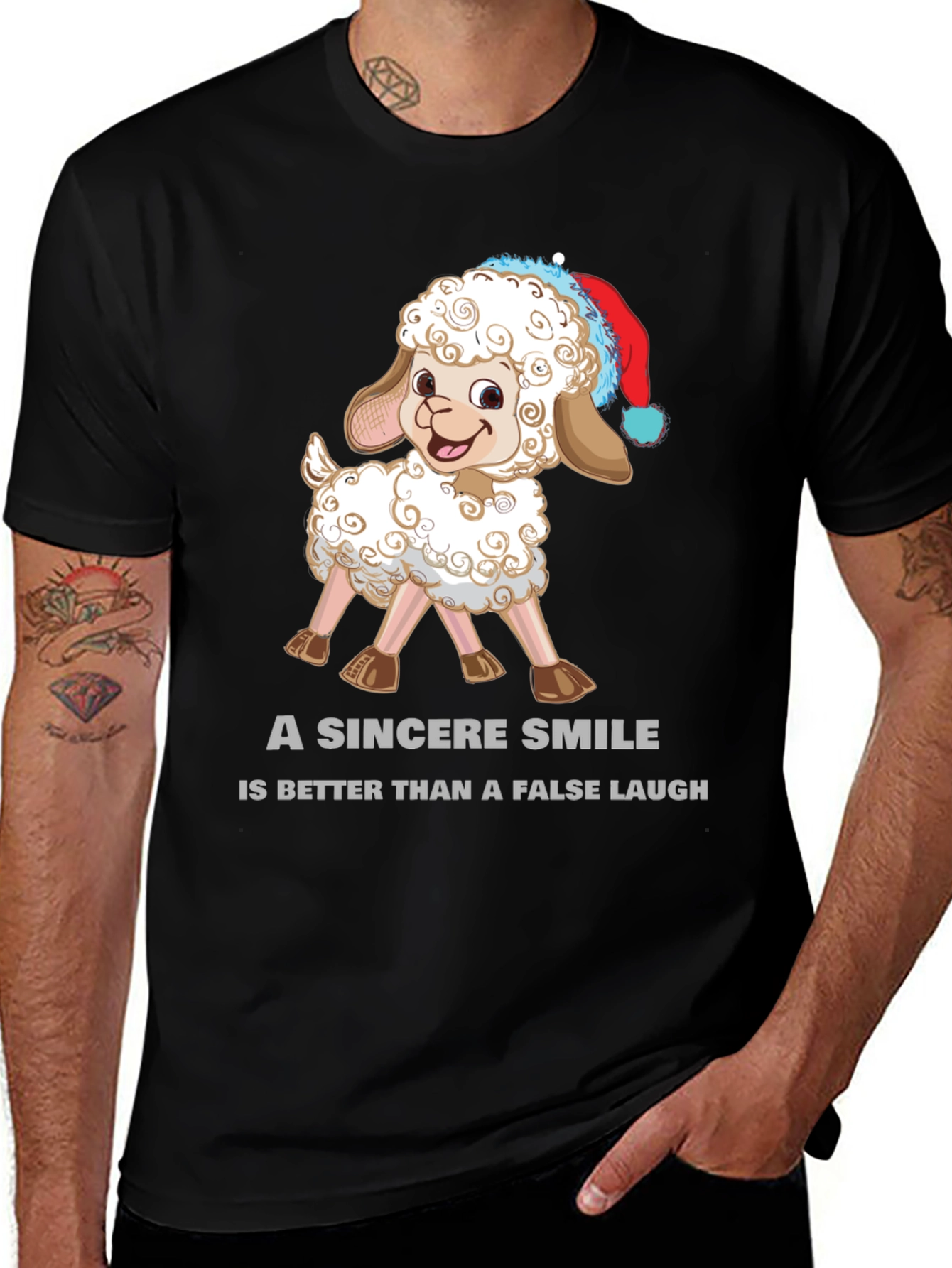 Smiling Sheep Christmas T-Shirt