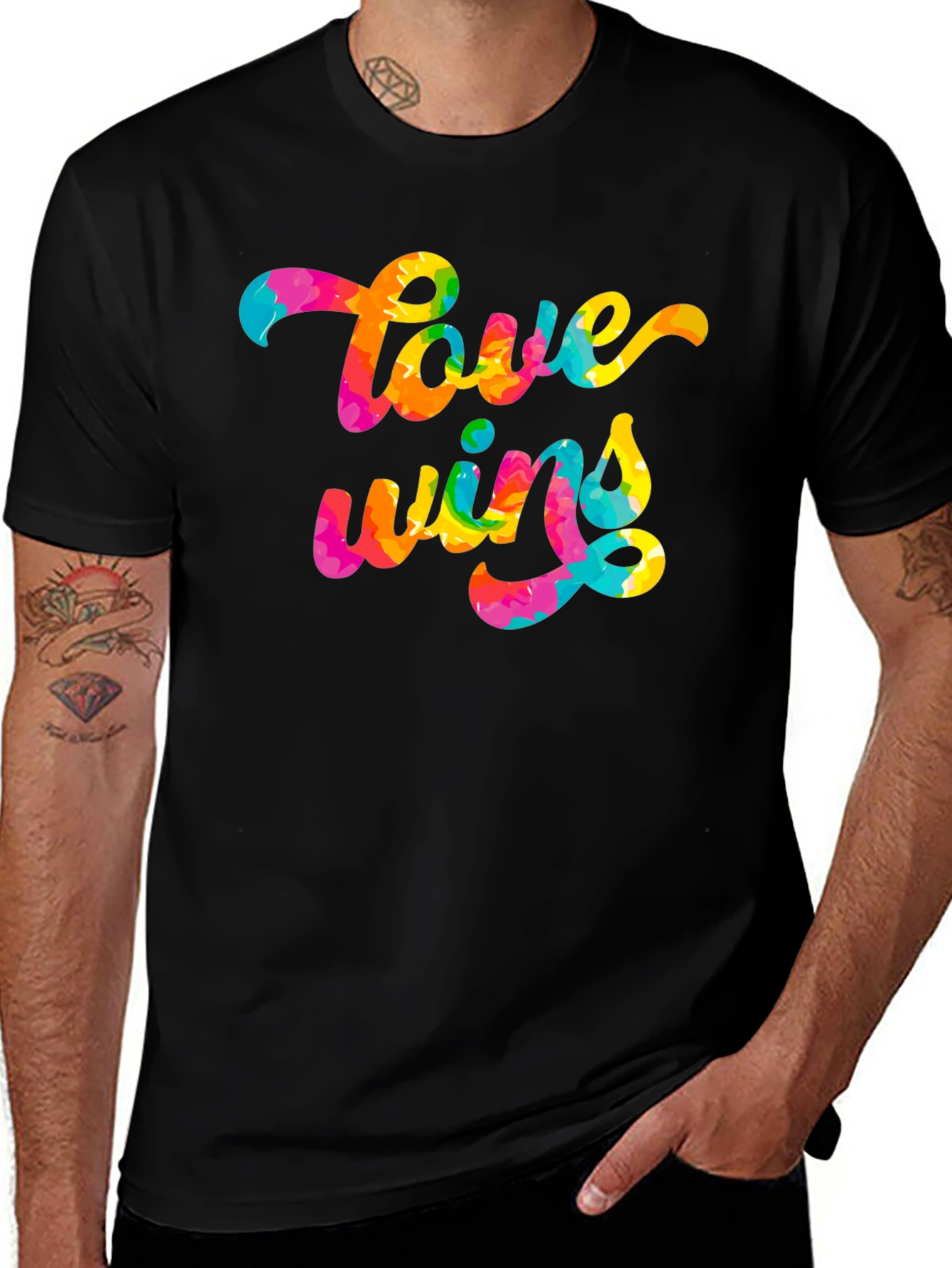 Variant 10 of Love Wins Tie Dye Graphic Tee - Black
