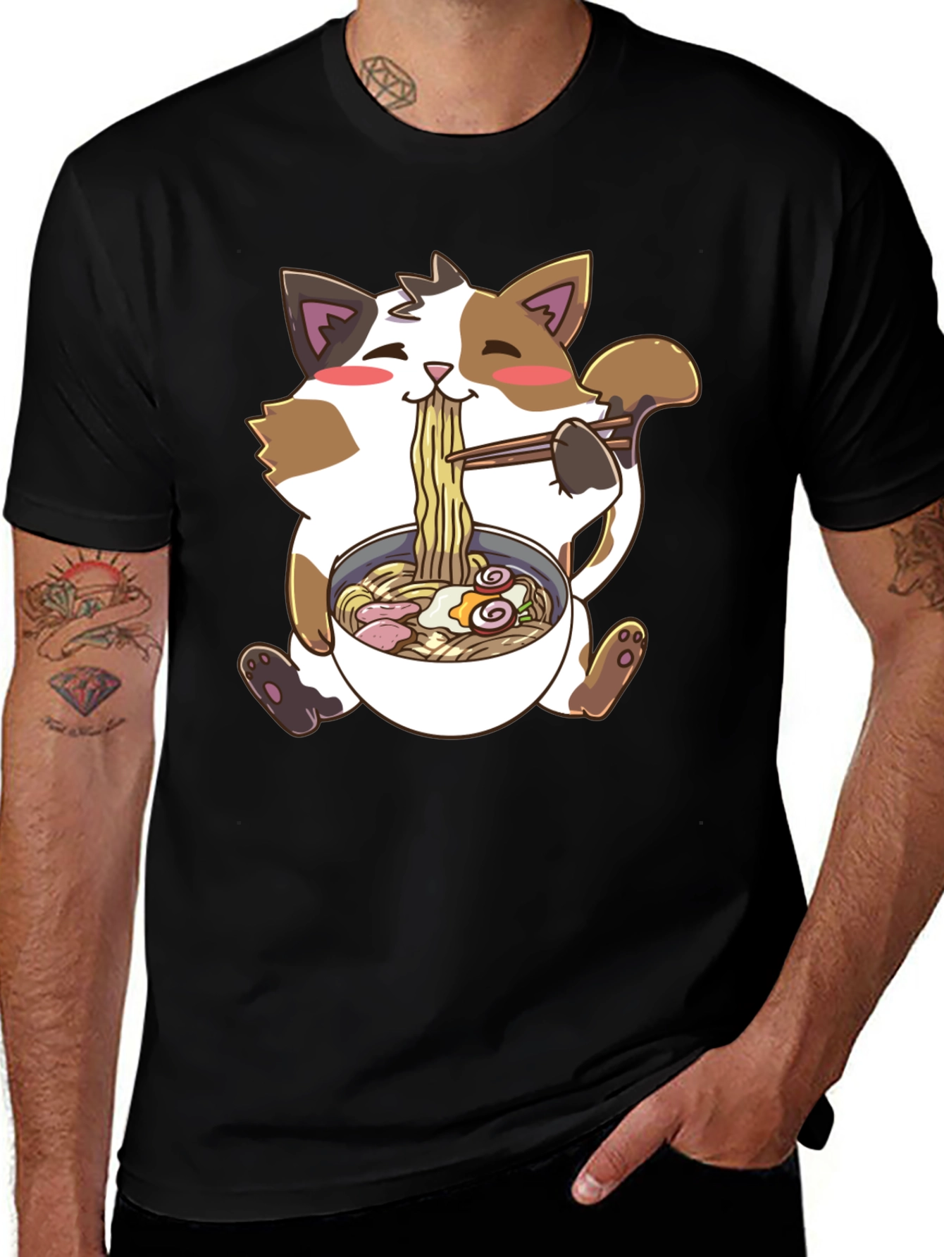 Variant 3 of Kawaii Cat Ramen T-Shirt - Cute Anime Style