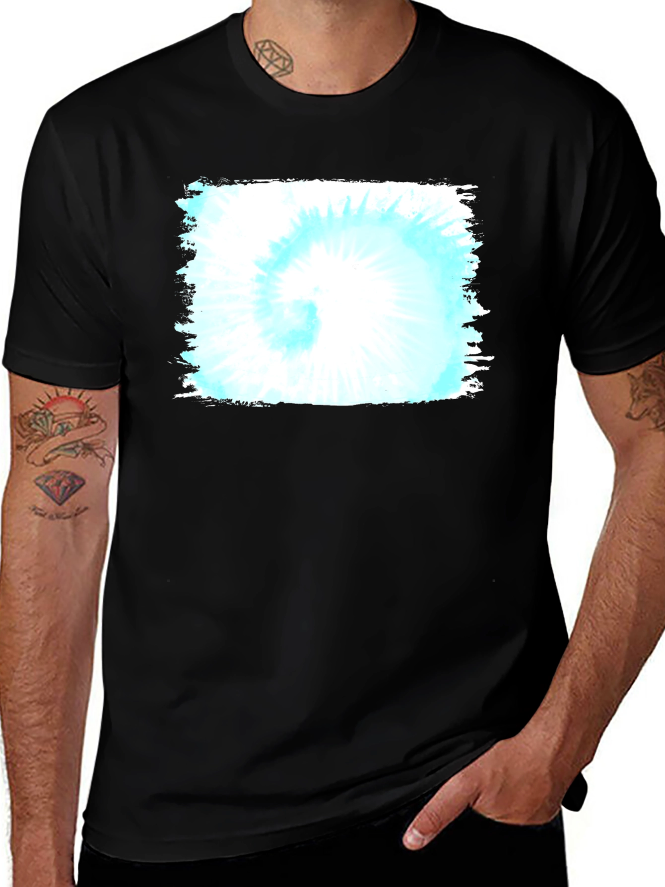 Variant 14 of Black T-Shirt with Abstract Square Design
