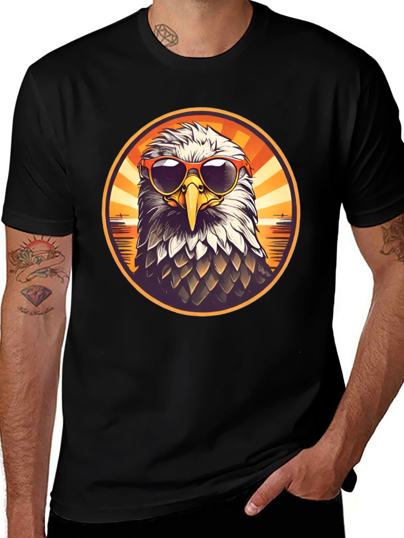 Cool Eagle Graphic Tee - Men's Black T-Shirt
