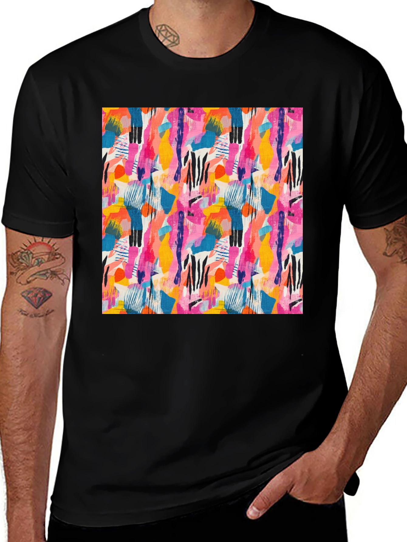 Variant 19 of Abstract Art Print Black T-Shirt