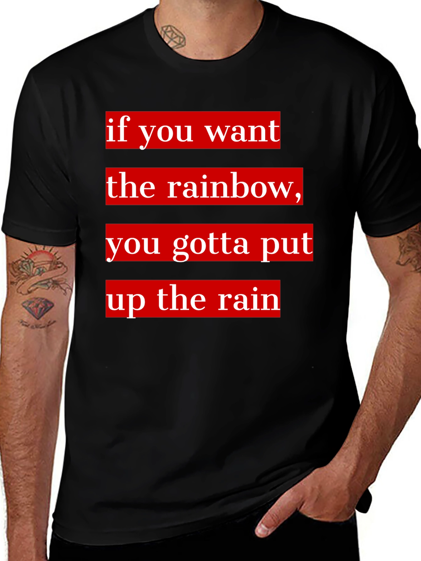 Variant 26 of Rainbow Quote T-Shirt - If You Want the Rainbow