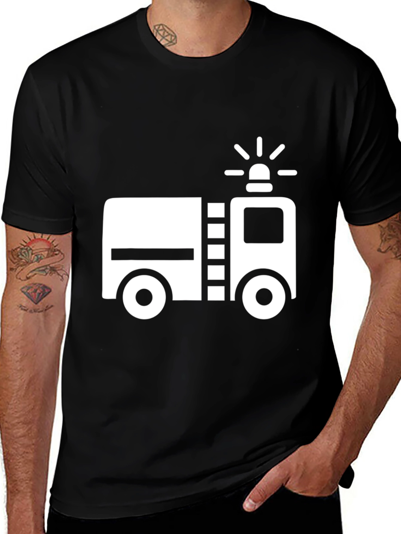 Variant 20 of Fire Truck Graphic T-Shirt - Black