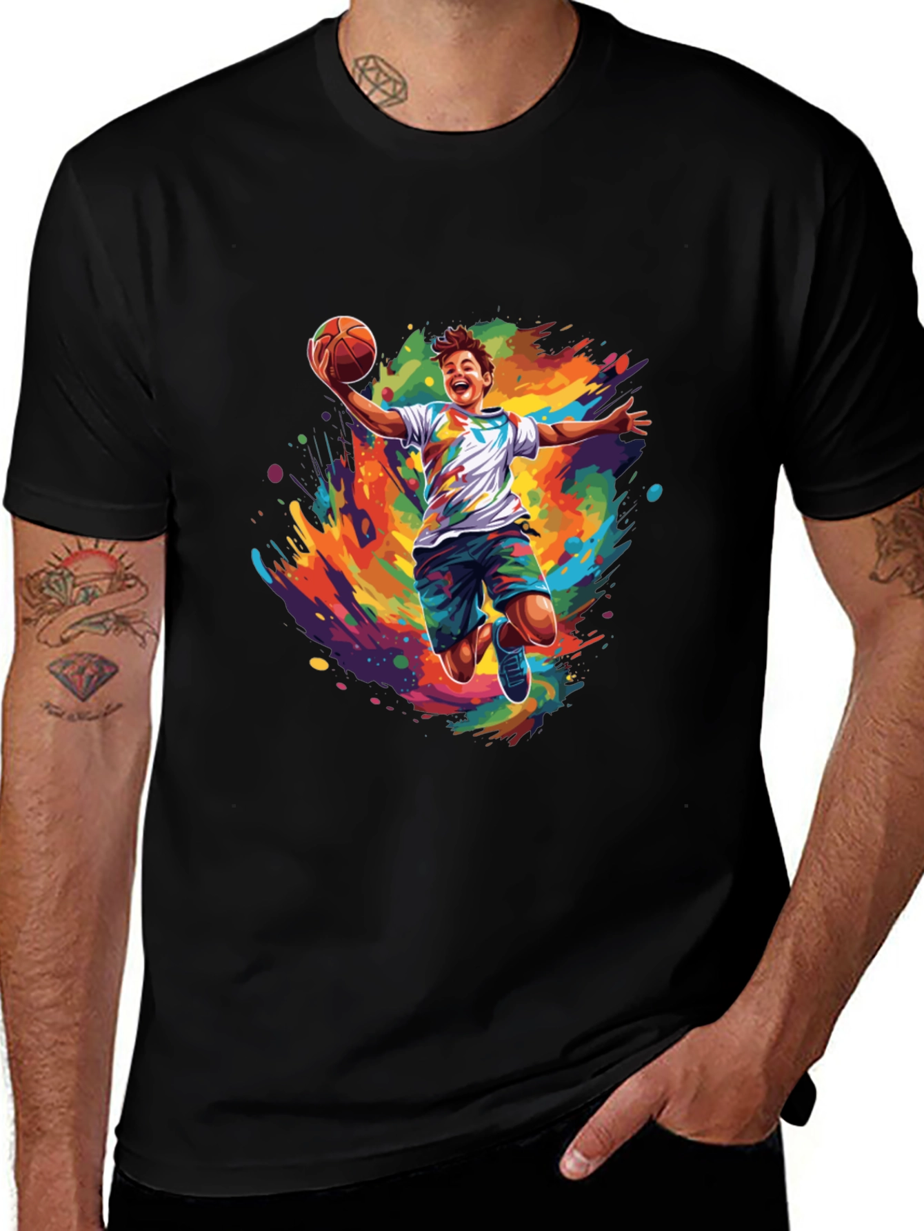 Variant 8 of Basketball Splash Graphic Tee - Vibrant Design