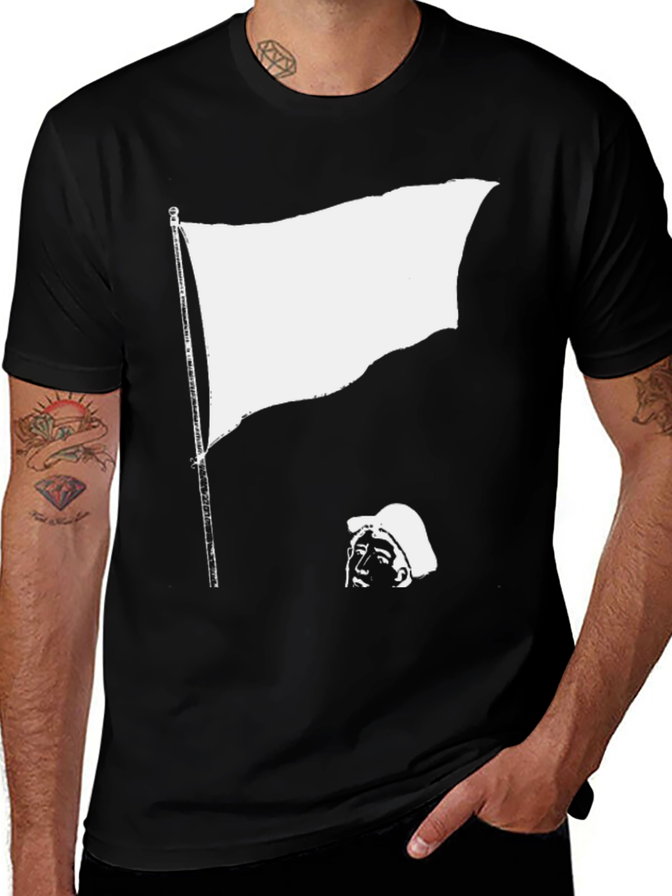 Variant 20 of White Flag Graphic Tee - Surrender Style