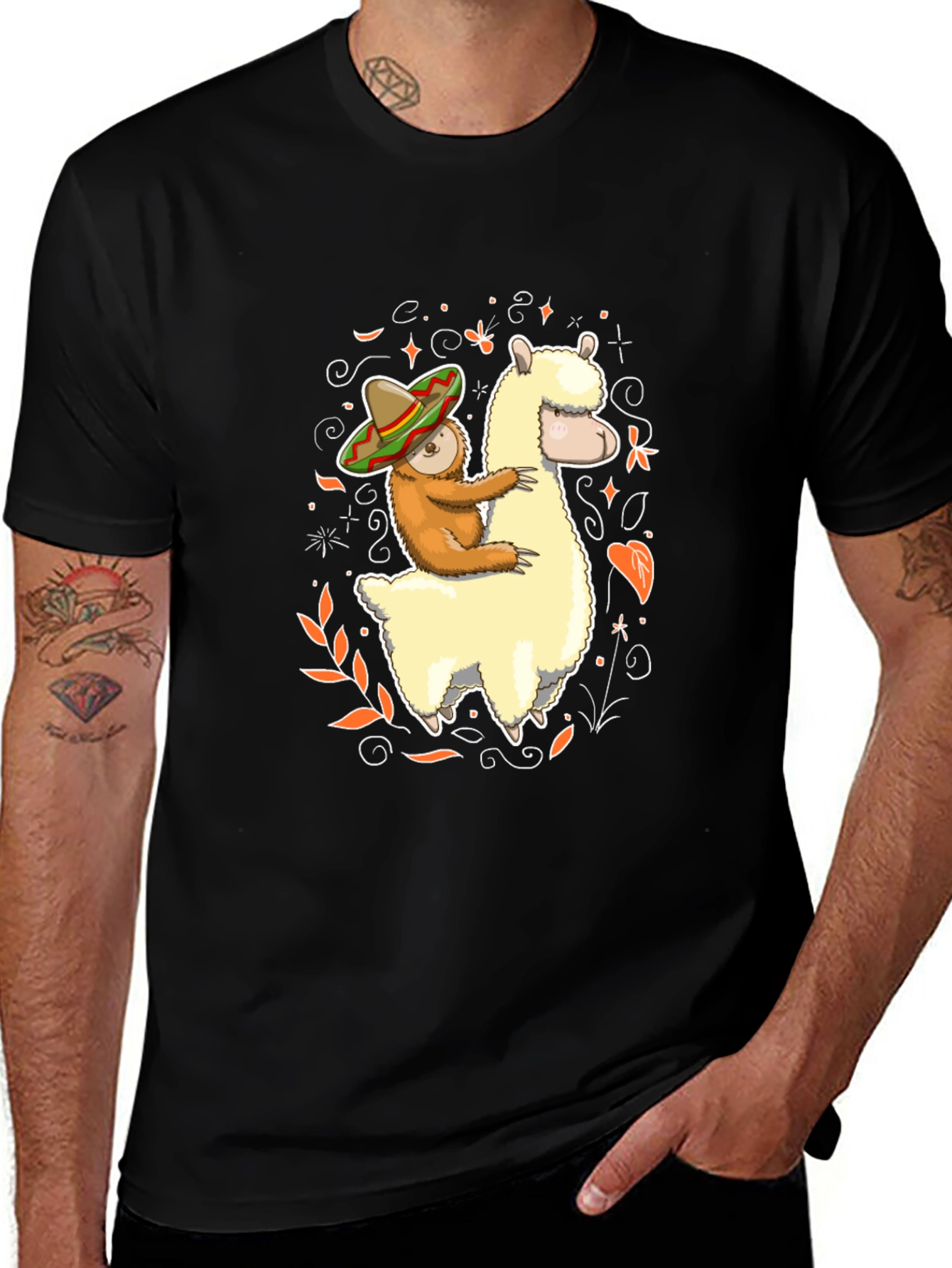 Variant 2 of Sloth Riding Llama T-Shirt Funny Fiesta Animal Tee