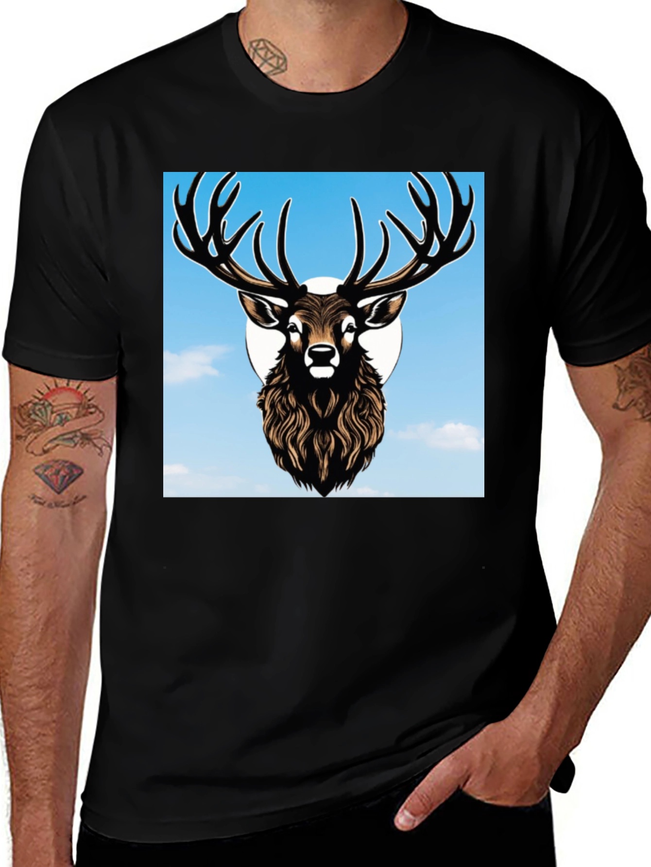 Variant 5 of Stag Graphic Tee - Men's Black T-Shirt