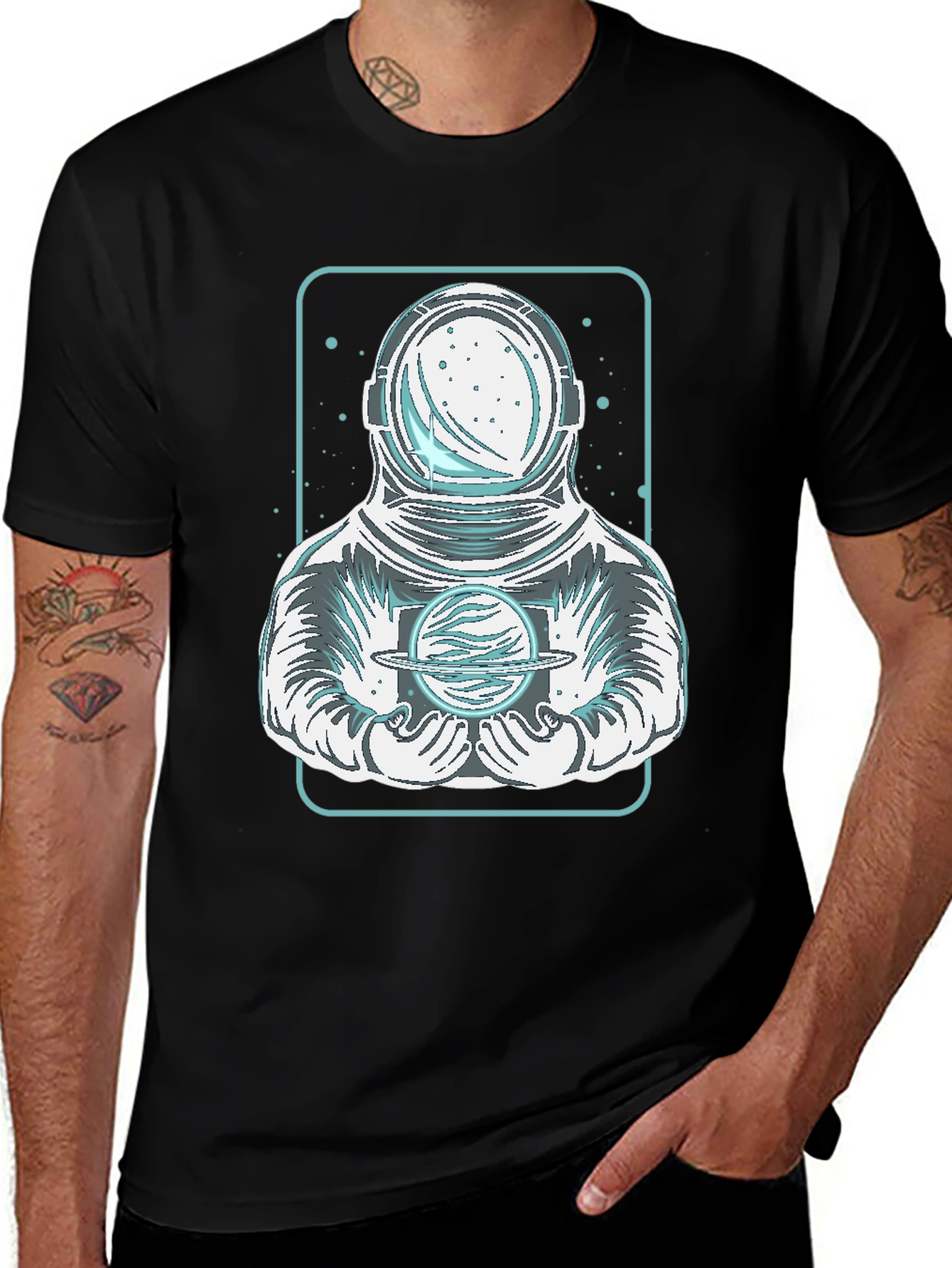 Variant 14 of Astronaut Holding Planet Graphic Tee