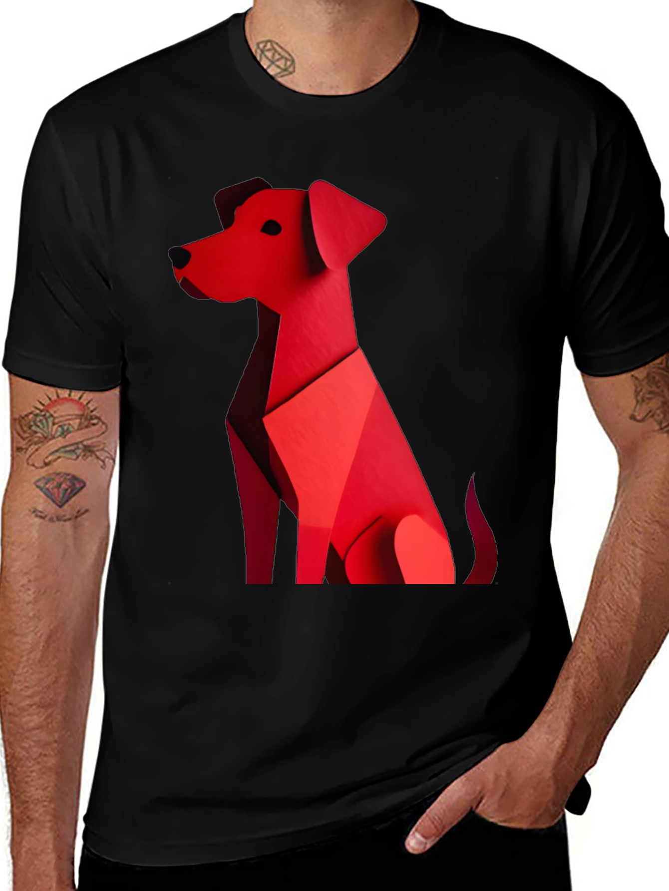 Variant 7 of Geometric Dog Graphic Tee - Stylish Casual Wear